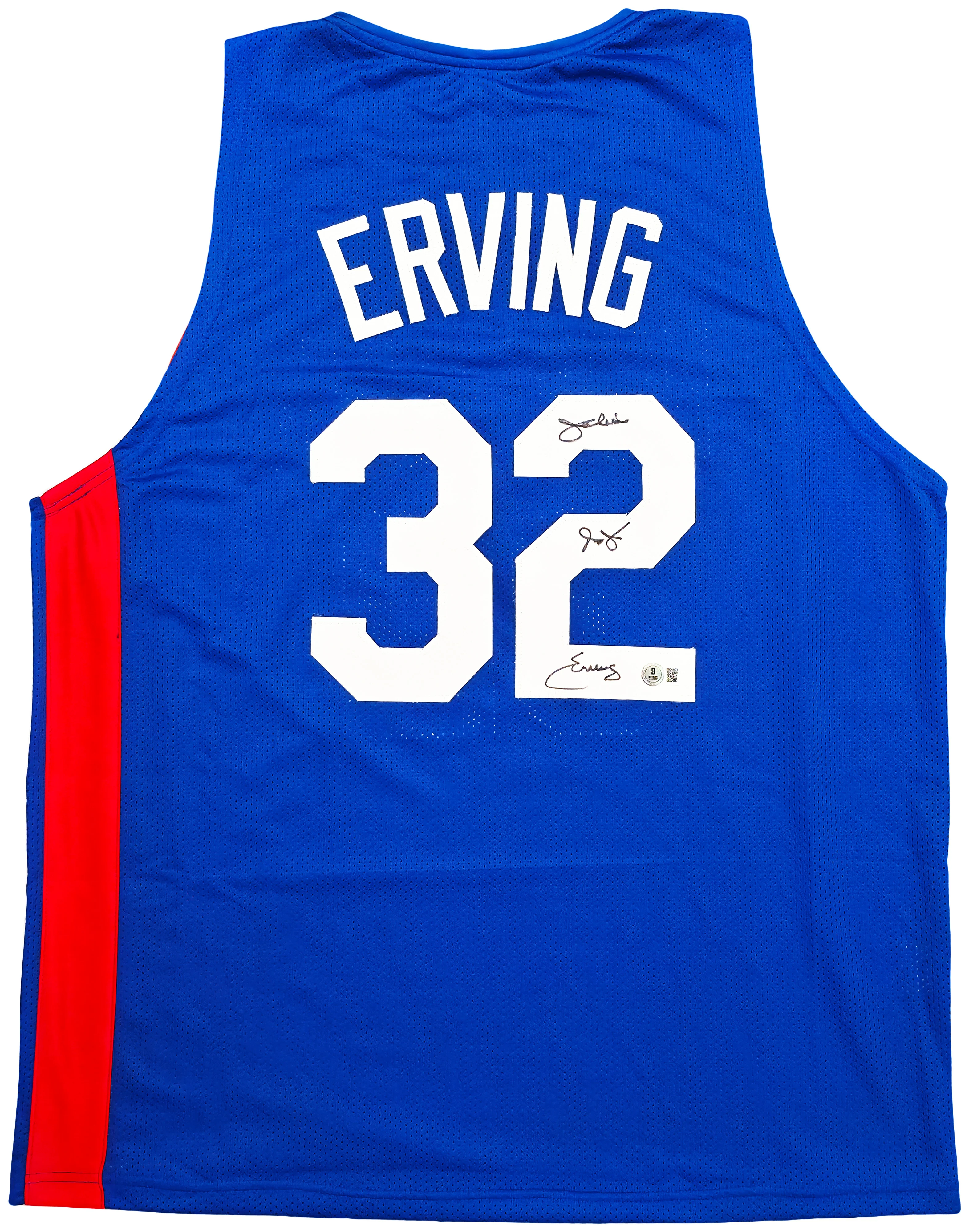 New York Nets Julius "Dr. J" Erving Autographed Blue Jersey Beckett BAS Witness Stock #253705 - Image 2