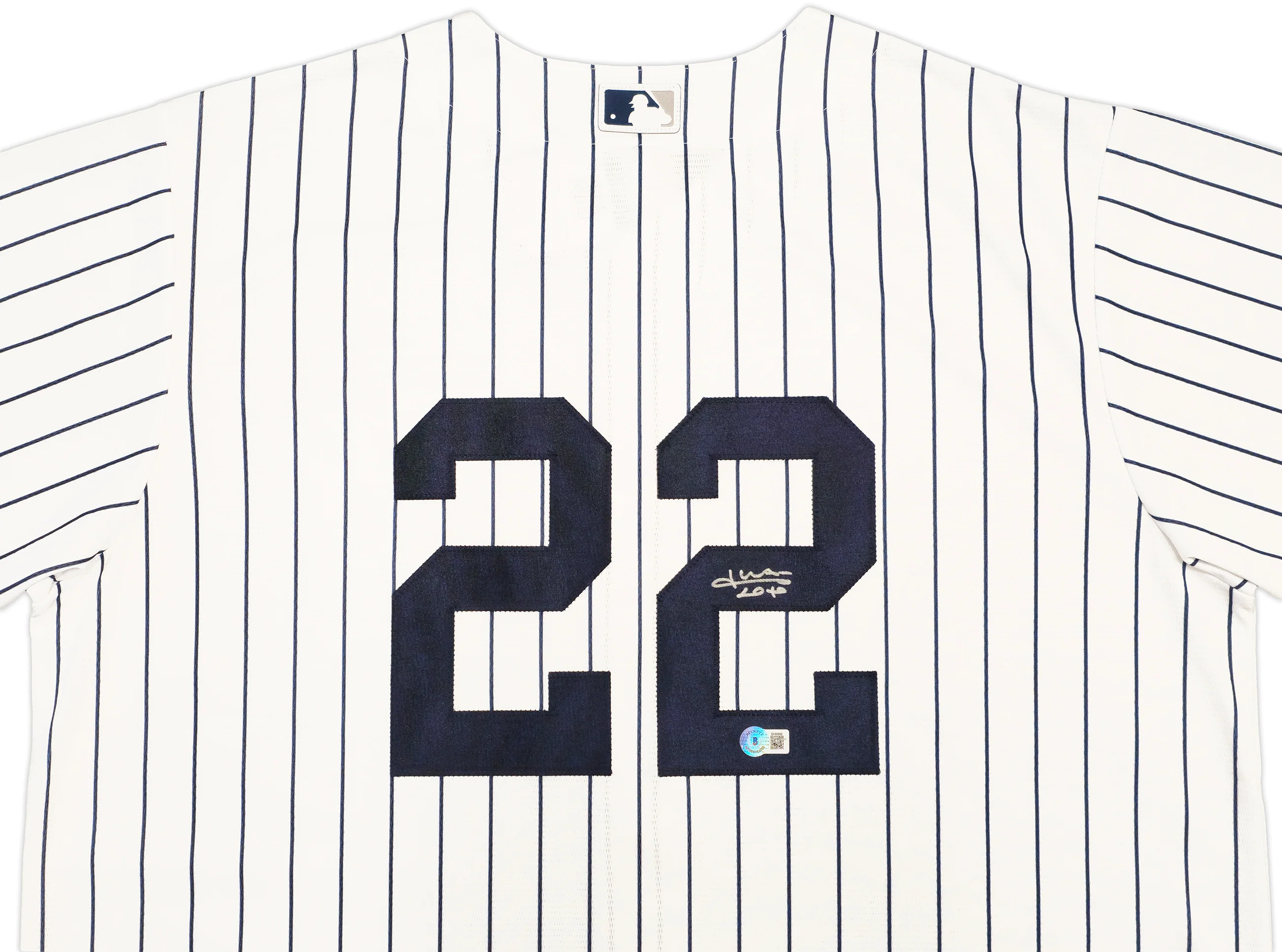 New York Yankees Juan Soto Autographed White Pinstripes Nike Jersey Size XL Beckett BAS QR Stock #226402 - Image 3