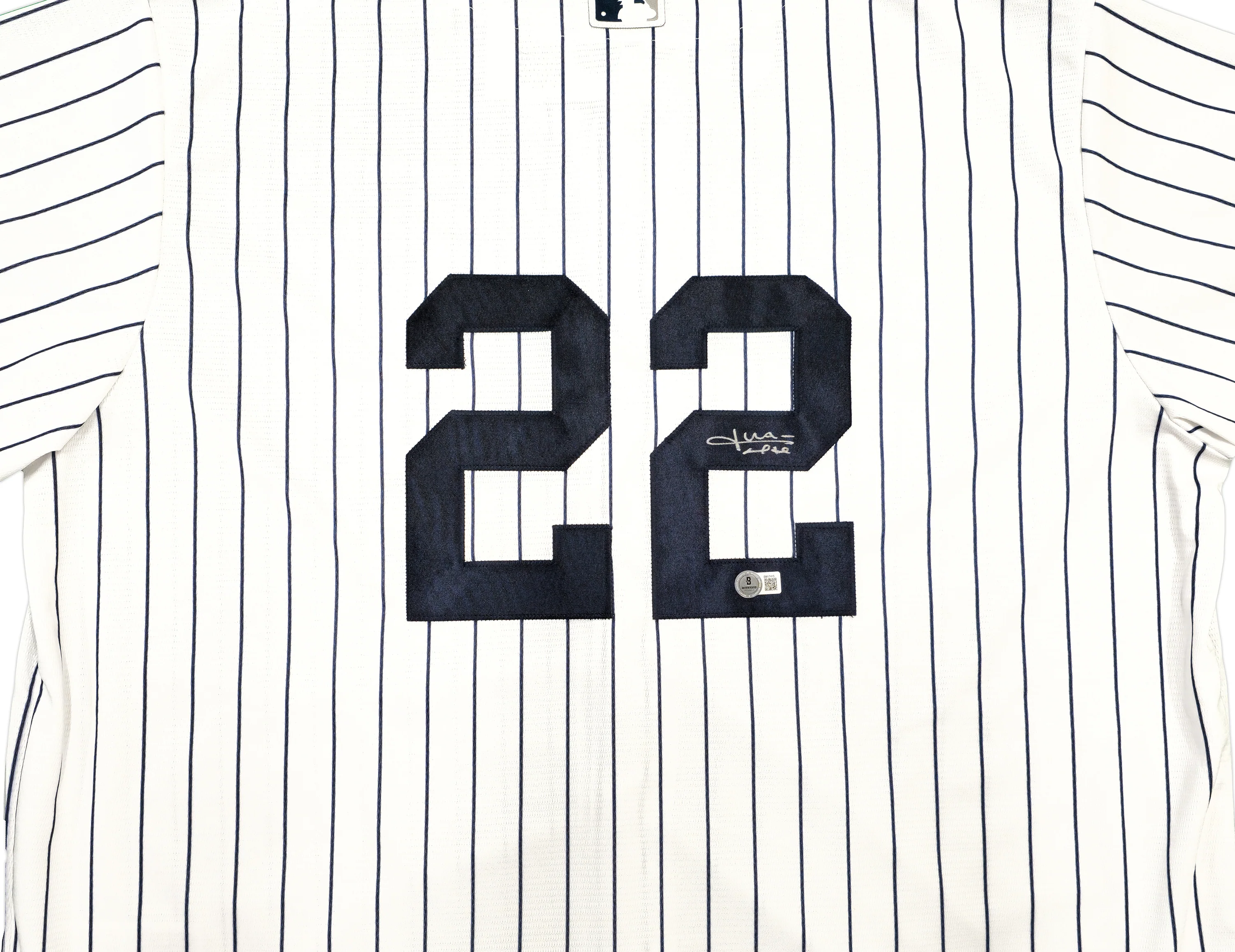 New York Yankees Juan Soto Autographed White W/Pinstripes Nike Jersey Size XXL Beckett BAS QR Stock #232742 - Image 3