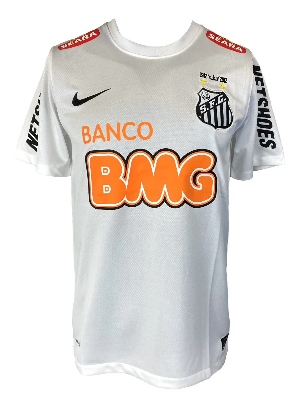 Neymar Jr Signed Santos FC White Nike Soccer Jersey BAS - Image 3