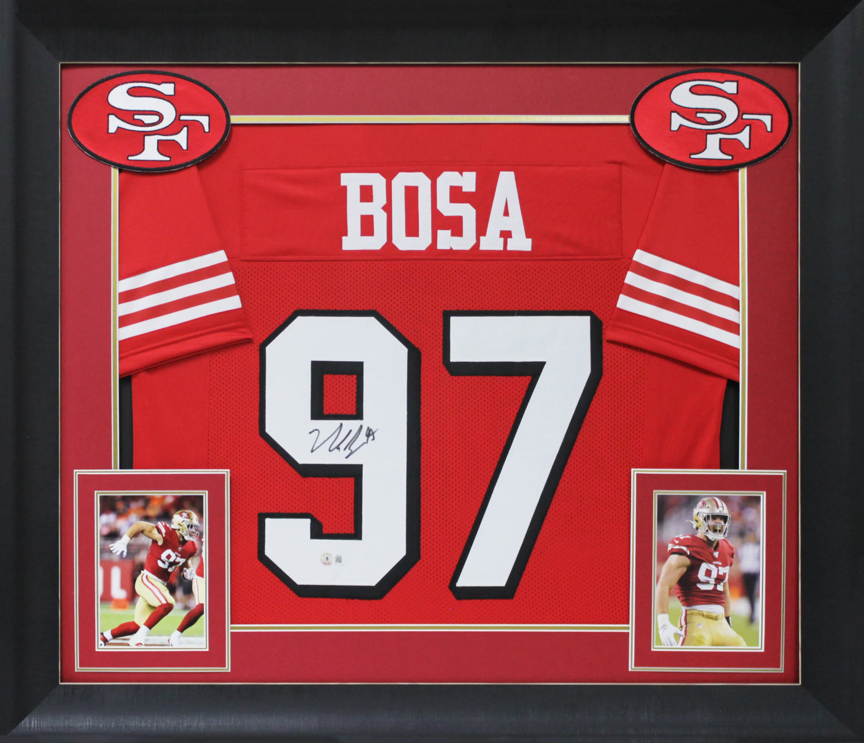 Nick Bosa Authentic Signed Red Pro Style Framed Jersey w/ Dropshadow BAS Witness - Image 2