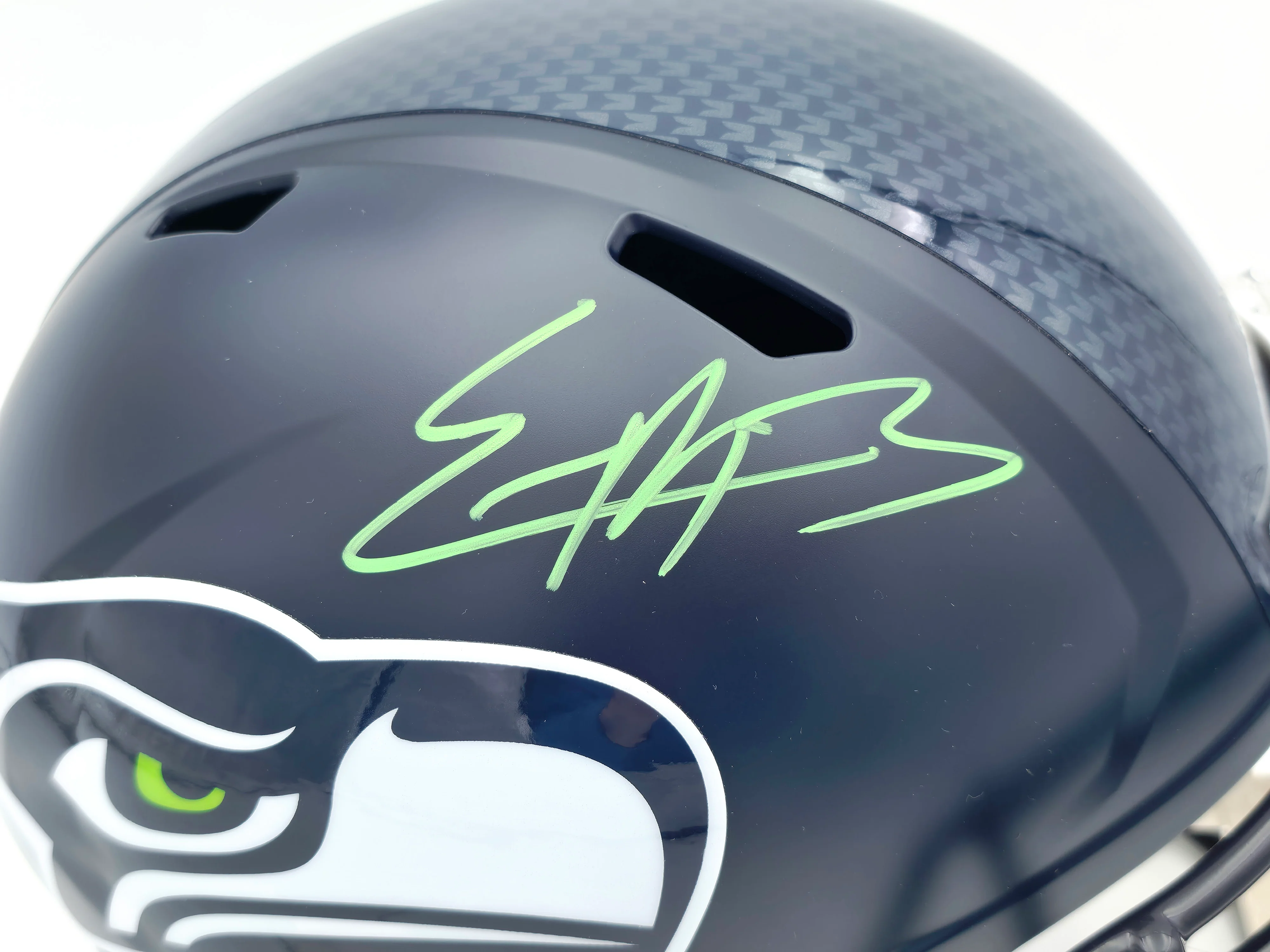 Nick Emmanwori Autographed Seattle Seahawks Blue Full Size Speed Replica Helmet Beckett BAS Witness Stock #260086 - Image 2