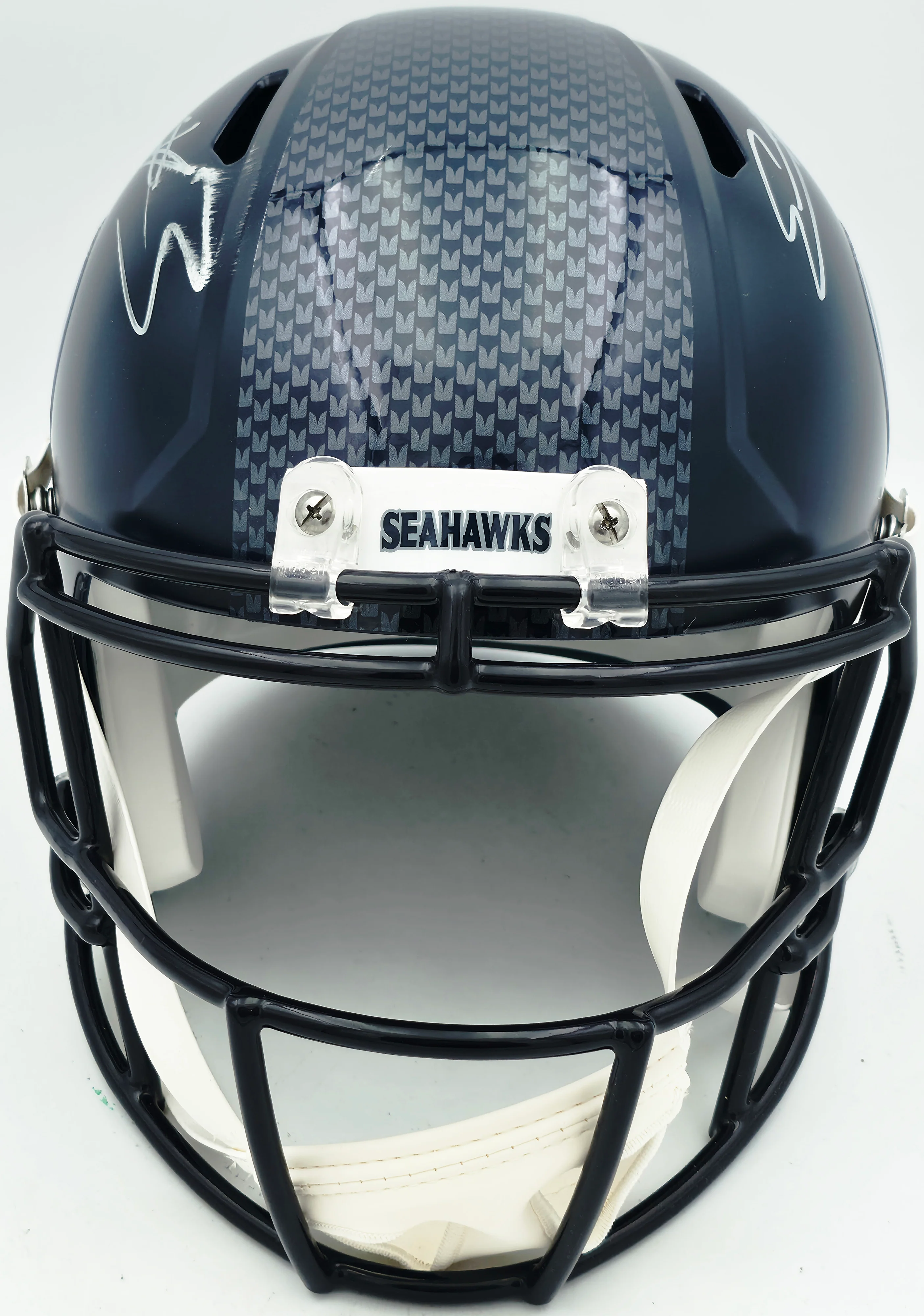 Nick Emmanwori Autographed Seattle Seahawks Blue Full Size Speed Replica Helmet (Signed Twice - Smudged) Beckett BAS Witness #4W530565 - Image 5