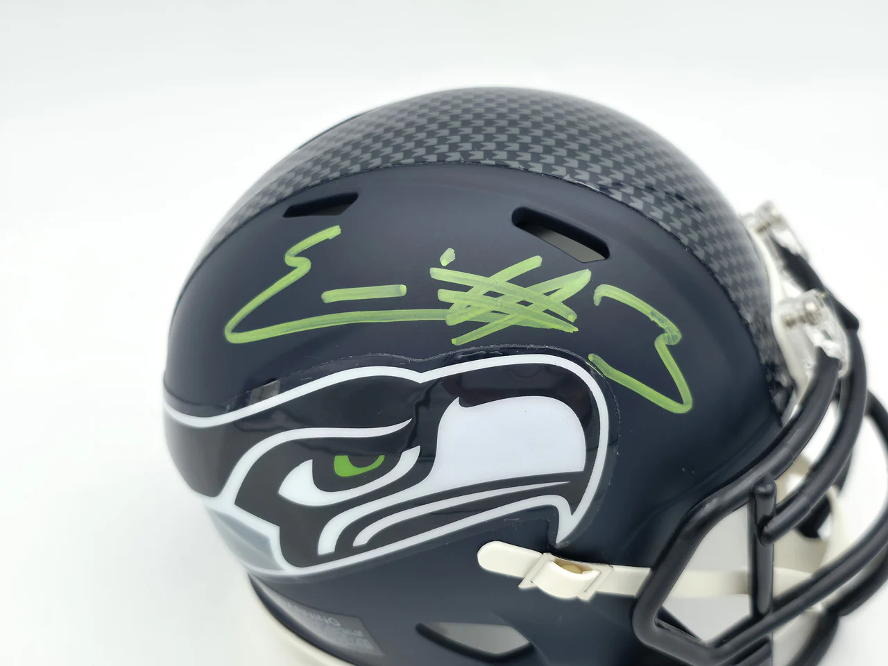 Nick Emmanwori Autographed Seattle Seahawks Blue Speed Mini Helmet Beckett BAS Witness Stock #256031 - Image 2