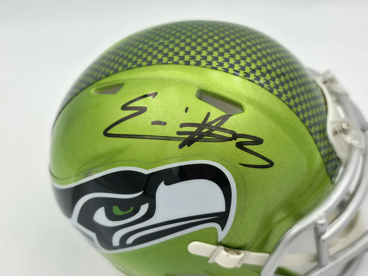 Nick Emmanwori Autographed Seattle Seahawks Flash Green Speed Mini Helmet Beckett BAS Witness Stock #256030 - Image 5