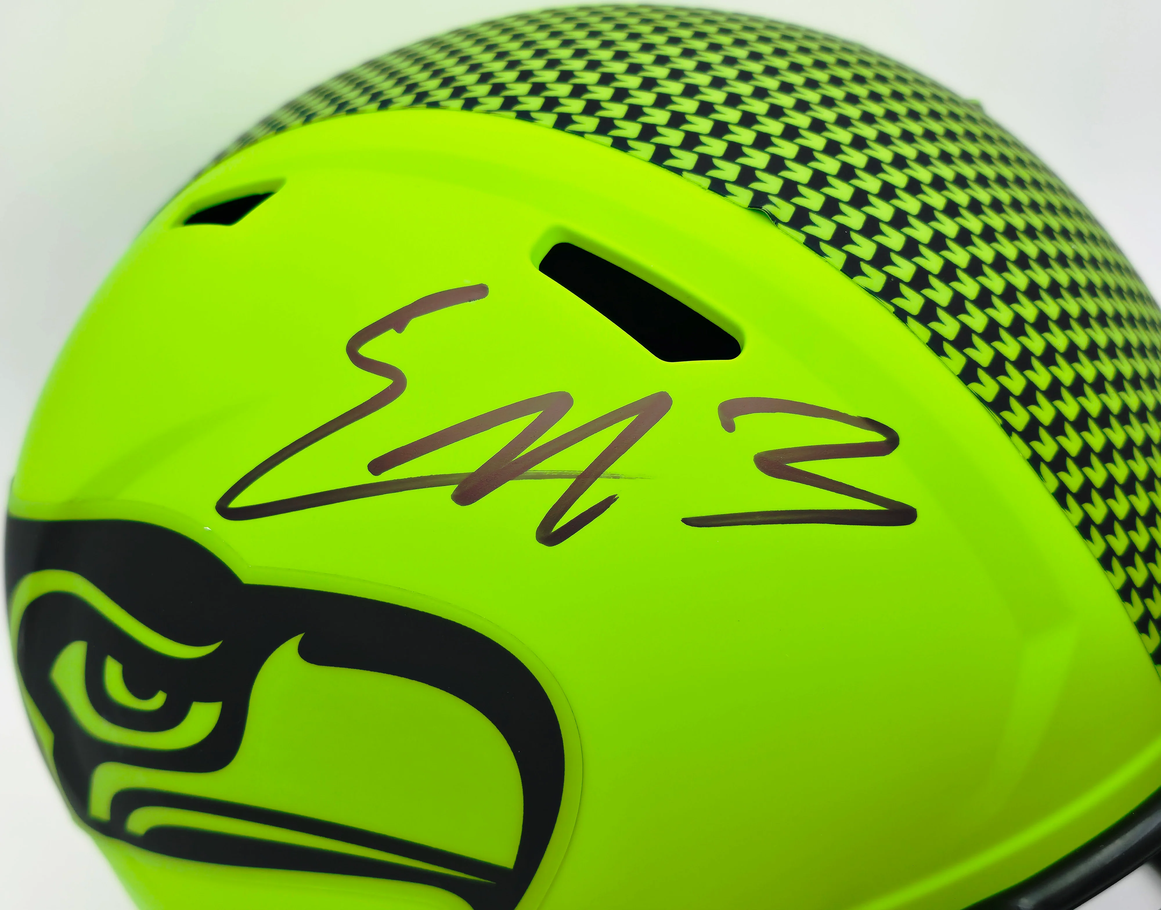 Nick Emmanwori Autographed Seattle Seahawks Rave Green Full Size Speed Replica Helmet Beckett BAS Witness Stock #260084 - Image 2