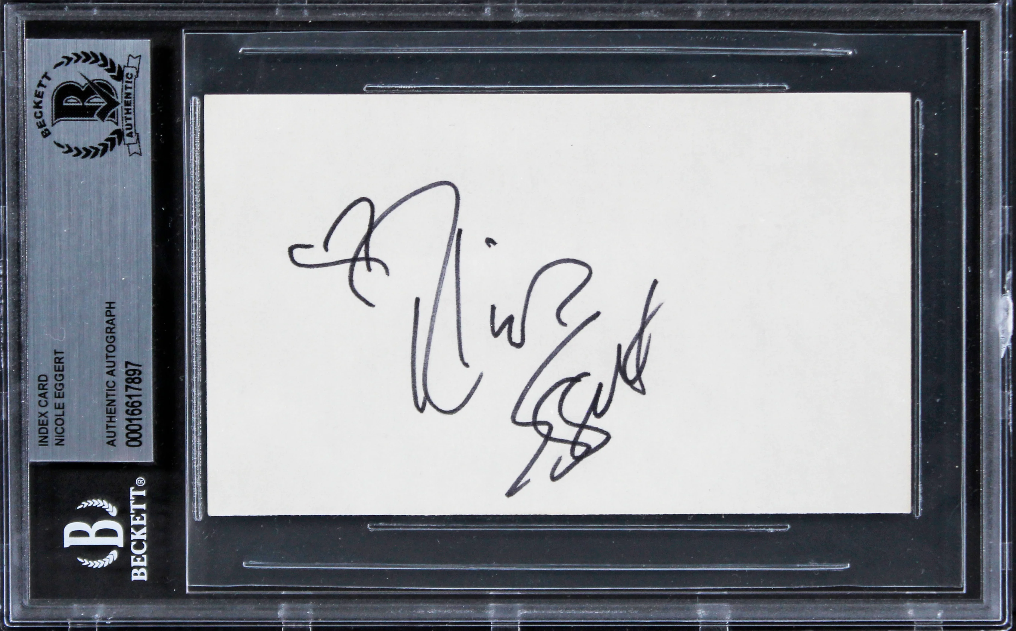 Nicole Eggert Baywatch Authentic Signed 3x5 Index Card Autographed BAS Slabbed 1