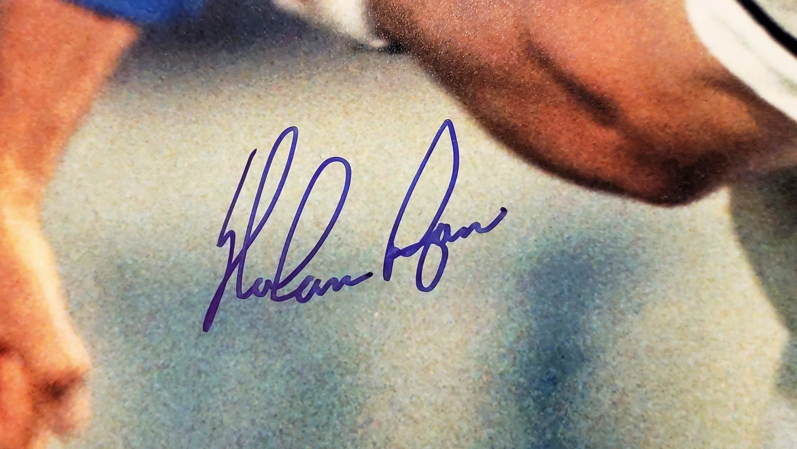 Nolan Ryan Autographed 16x20 Photo Texas Rangers Fight vs. Robin Ventura Beckett BAS QR Stock #208689 - Image 2