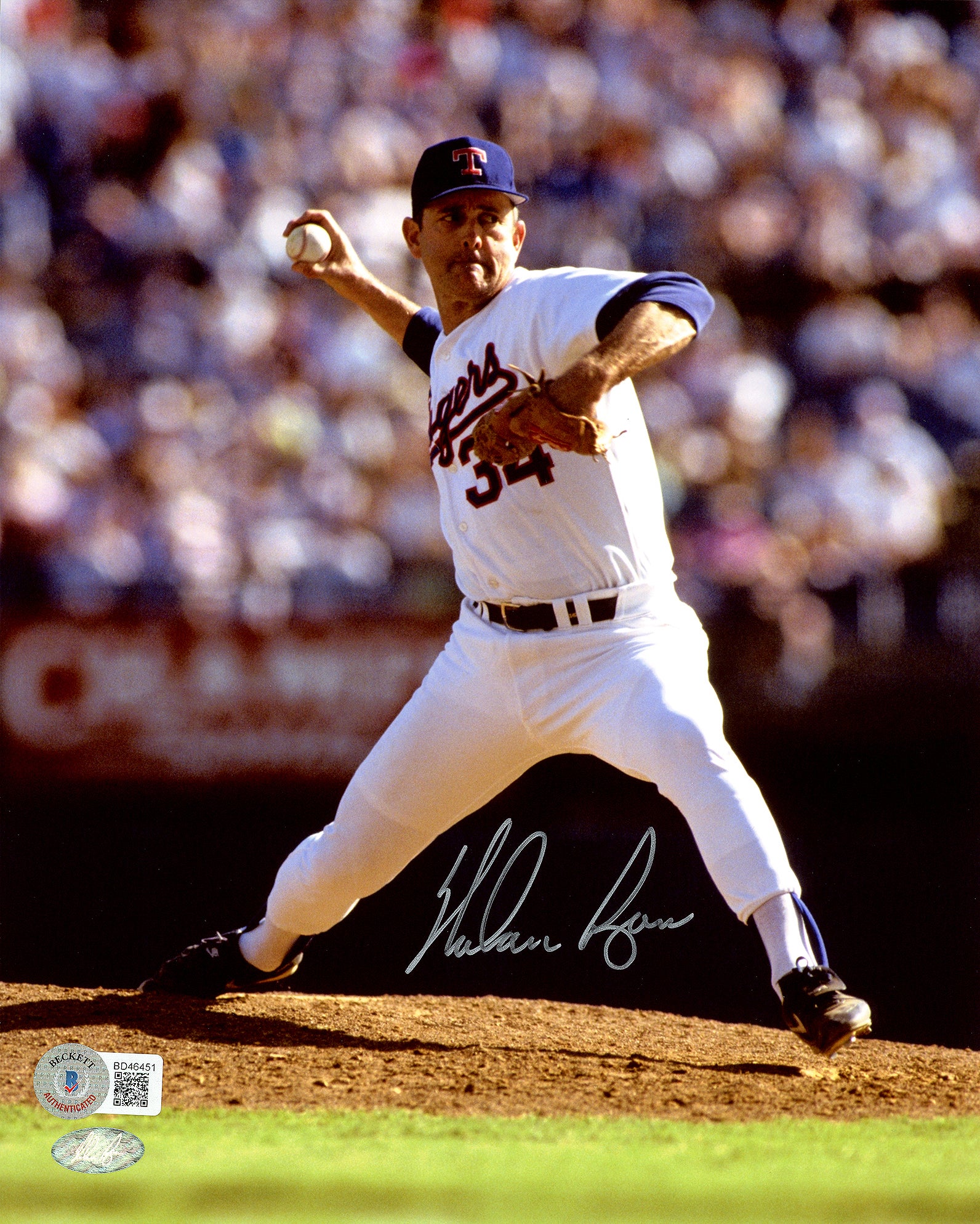 Nolan Ryan Autographed Framed 8x10 Photo Texas Rangers Beckett BAS QR Stock #256688 - Image 2