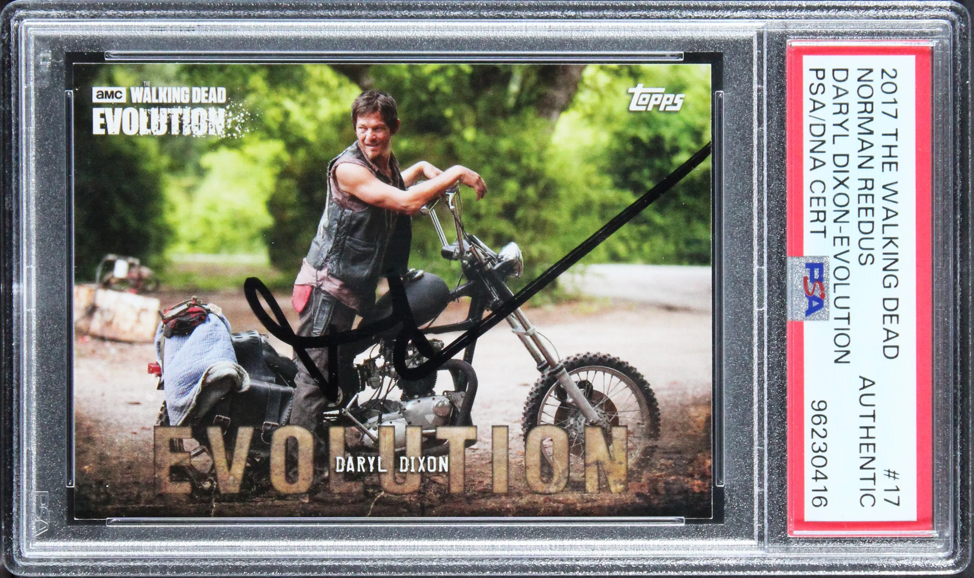 Norman Reedus Signed 2017 Topps The Walking Dead #17 Card PSA/DNA Slabbed - Image 2