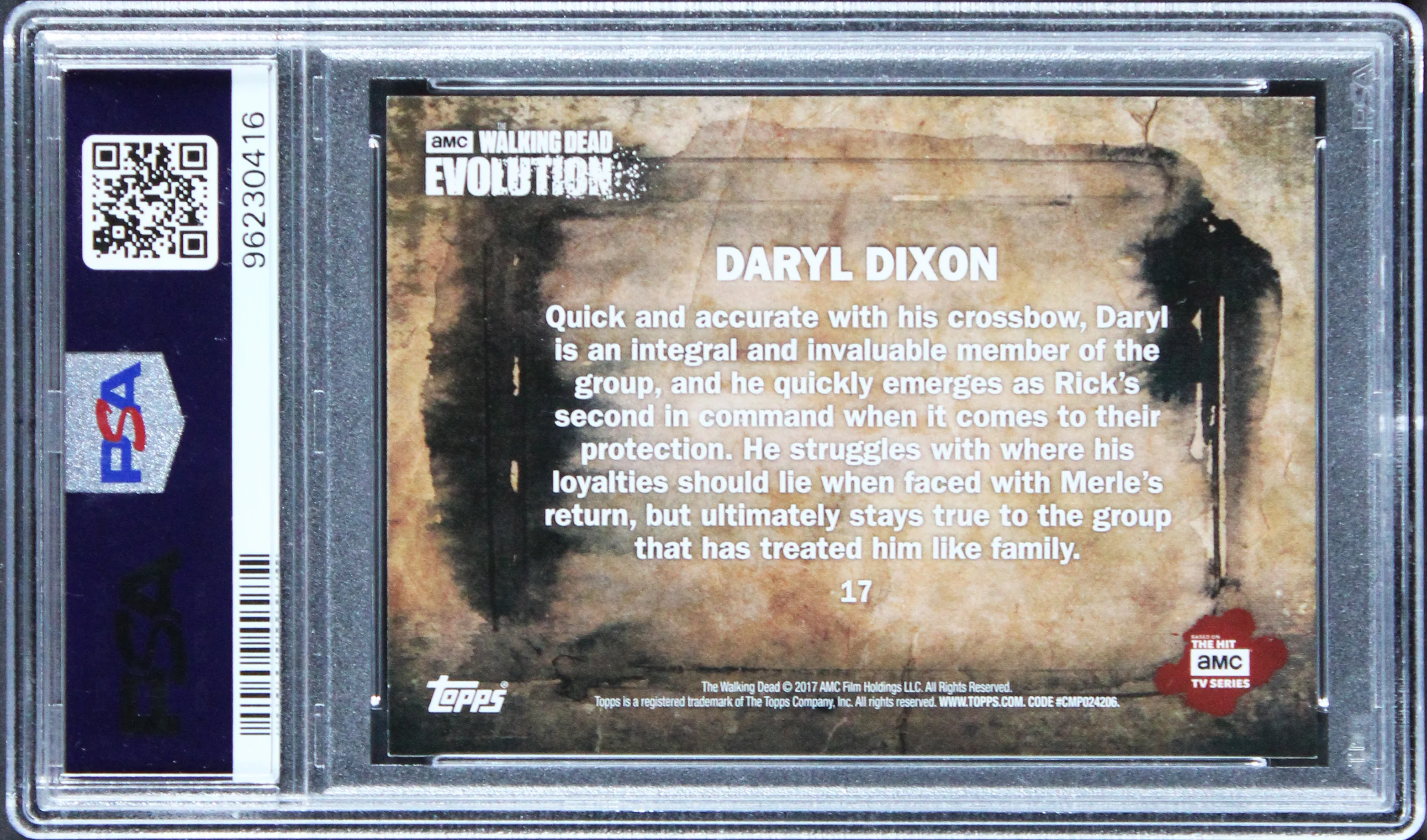 Norman Reedus Signed 2017 Topps The Walking Dead #17 Card PSA/DNA Slabbed - Image 3