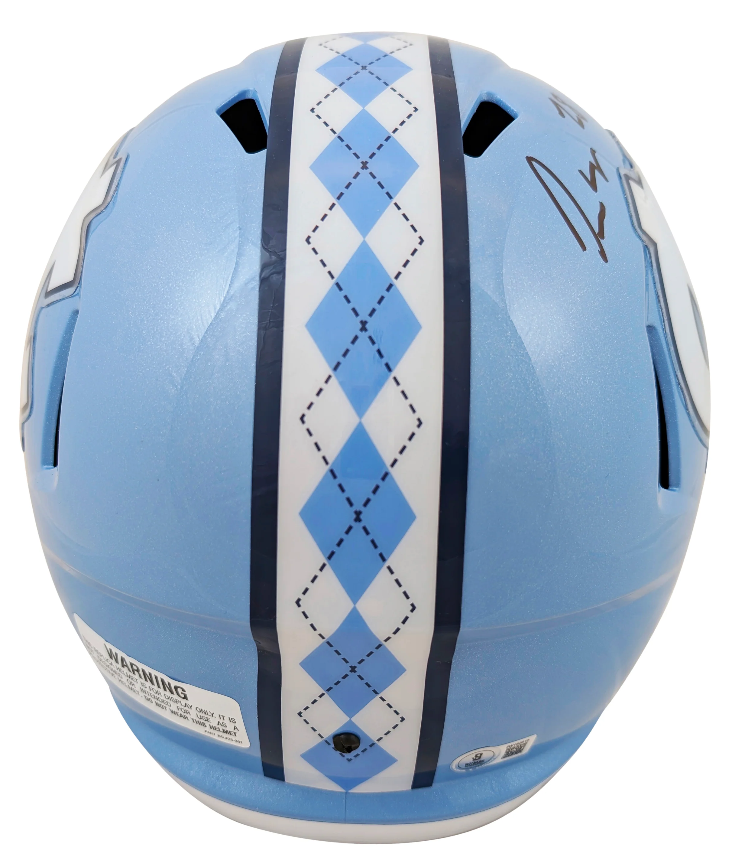 North Carolina Omarion Hampton Signed Full Size Speed Rep Helmet BAS Witnessed - Image 3