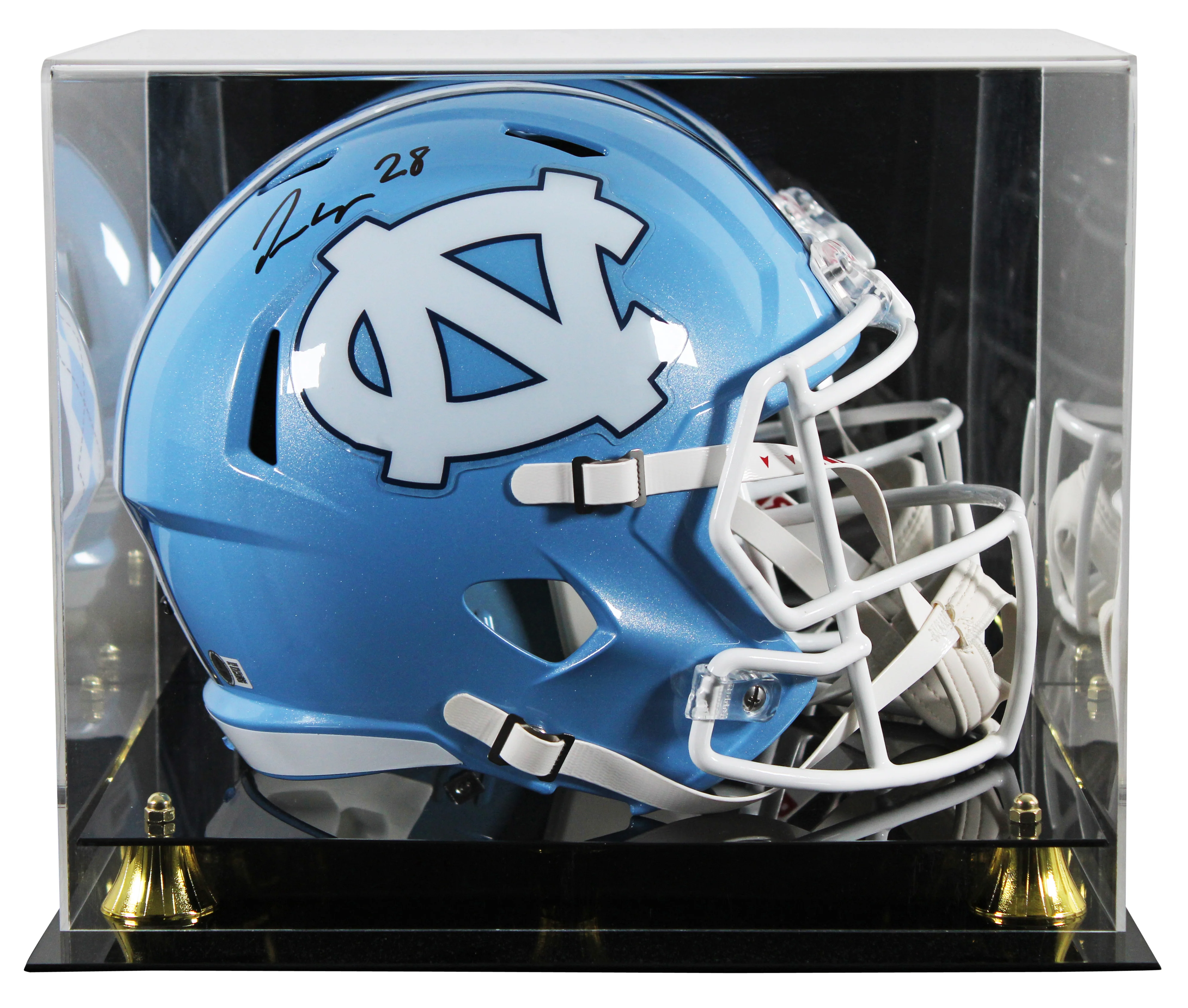 North Carolina Omarion Hampton Signed Full Size Speed Rep Helmet W/ Case BAS Wit - Image 2