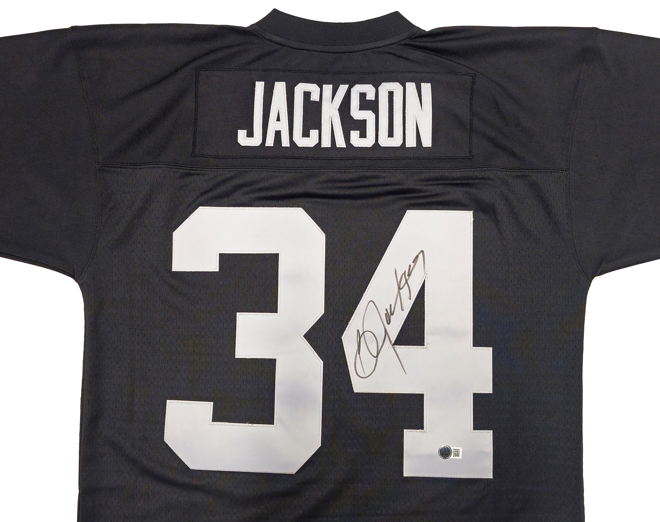 Oakland Raiders Bo Jackson Autographed Black Authentic Mitchell & Ness 1988 Throwback Jersey Size L Beckett BAS Witness Stock #230007 - Image 3