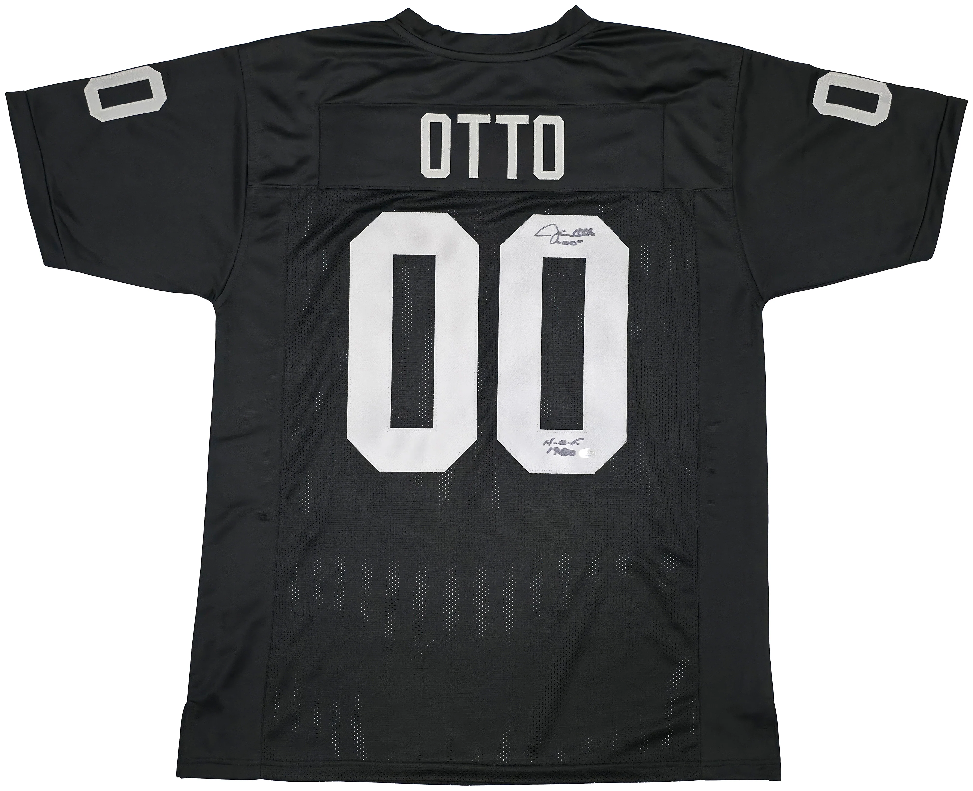 Oakland Raiders Jim Otto Autographed Black Jersey GTSM Stock #256891