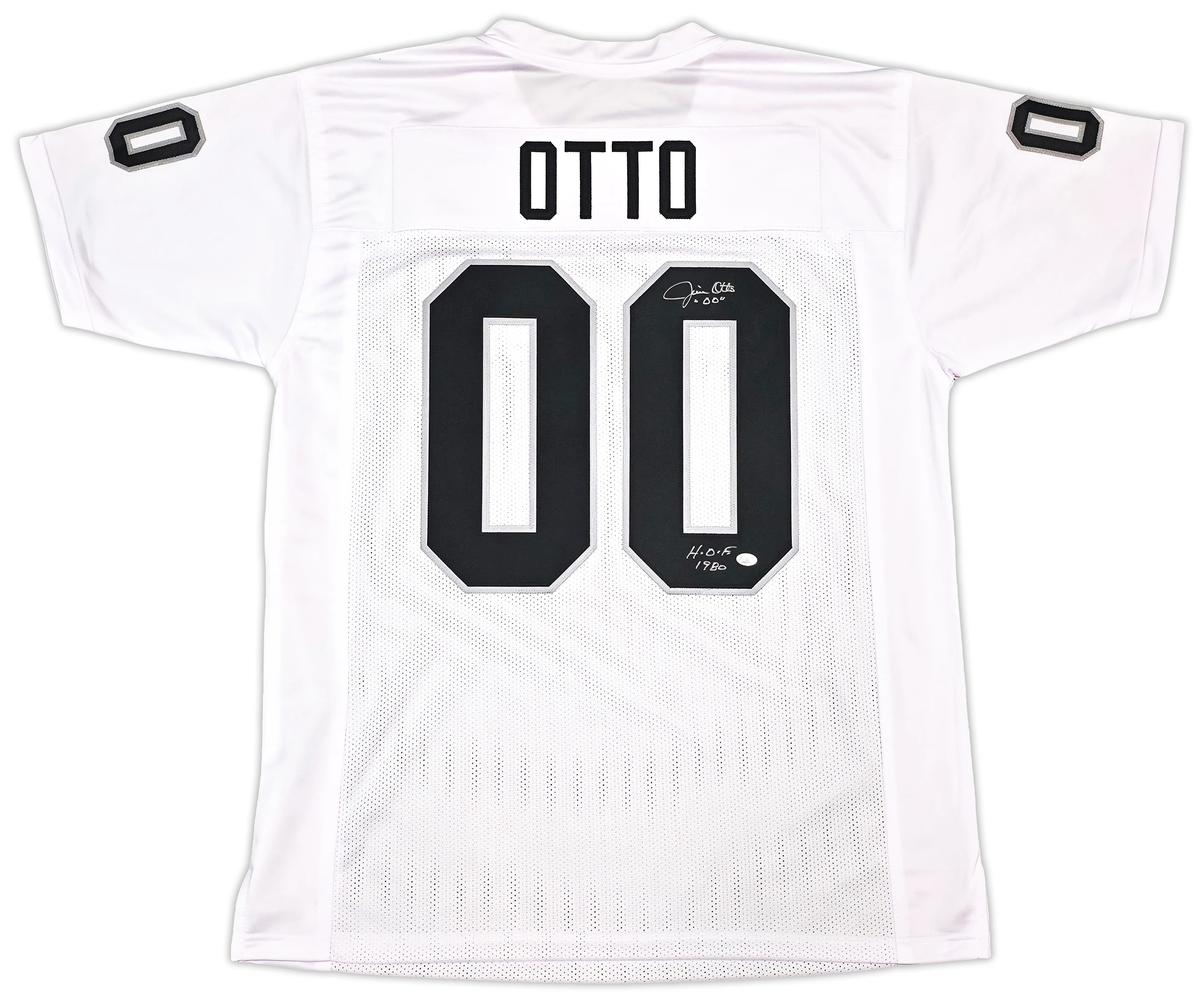 Oakland Raiders Jim Otto Autographed White Jersey GTSM Stock #256892