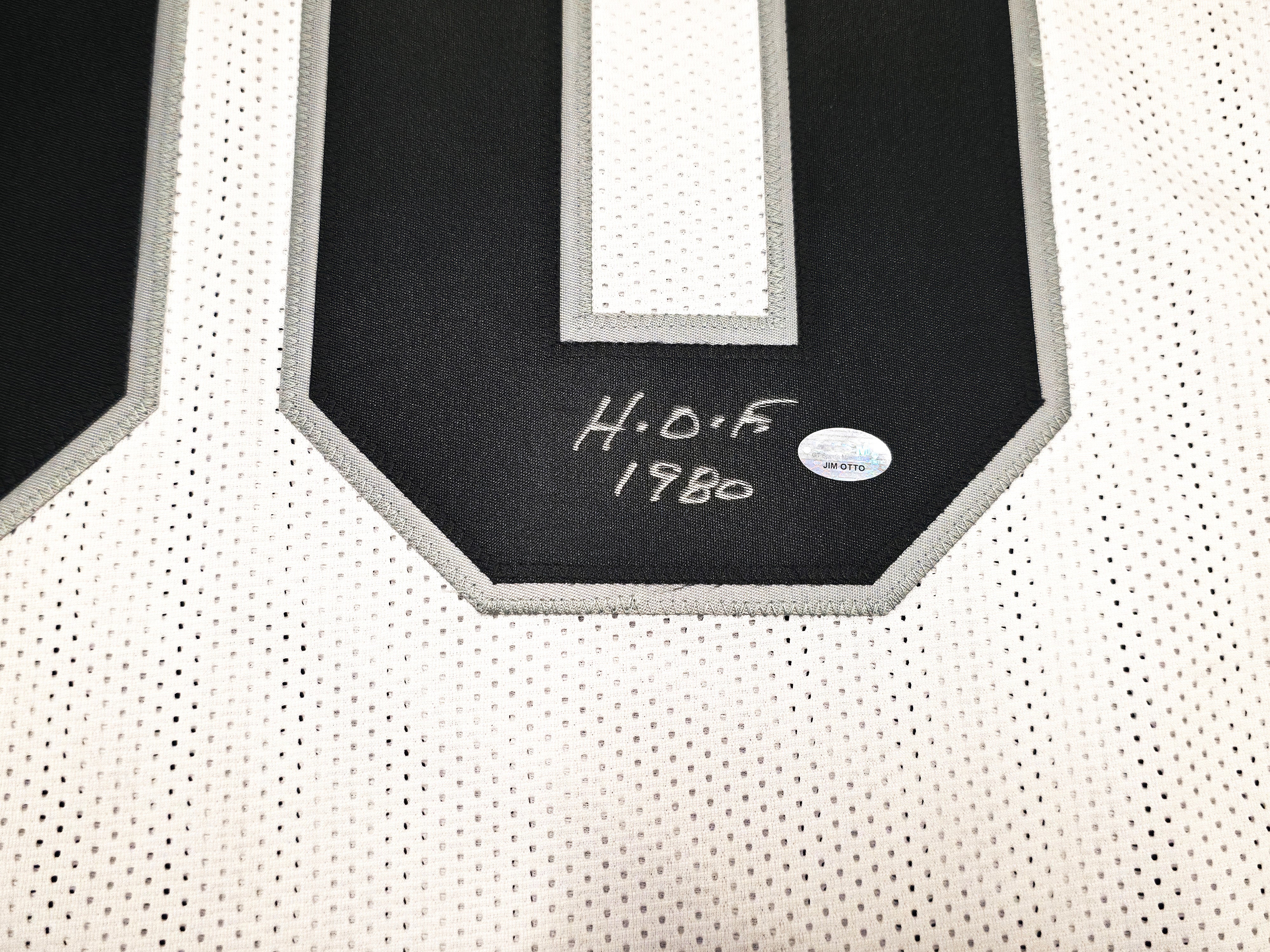 Oakland Raiders Jim Otto Autographed White Jersey GTSM Stock #256892 - Image 4