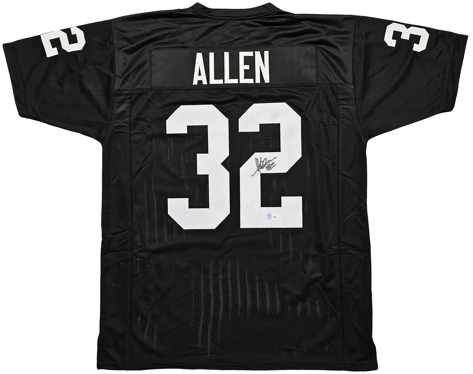 Oakland Raiders Marcus Allen Autographed Black Jersey Beckett BAS Witness Stock #215325 - Image 2