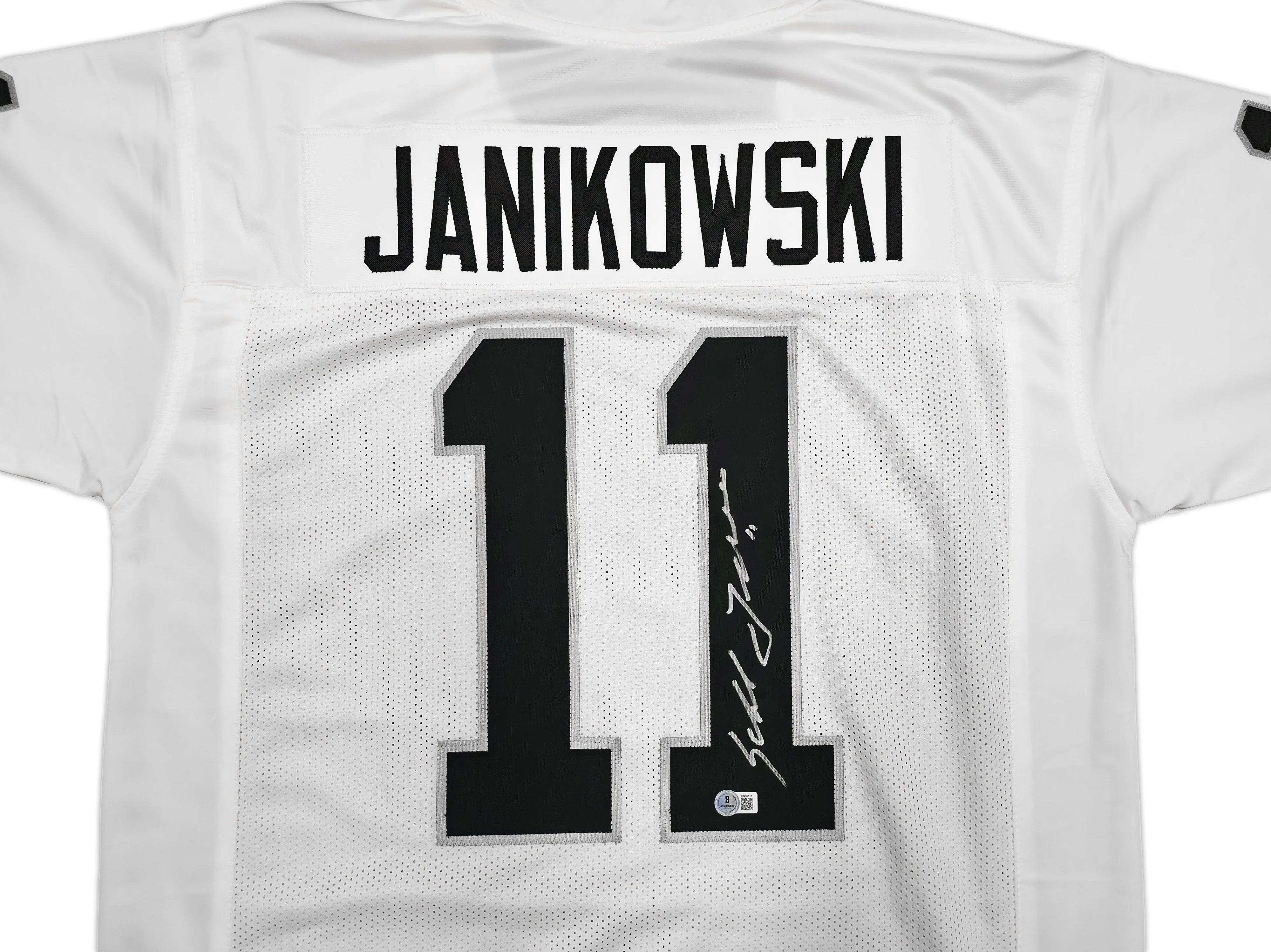 Oakland Raiders Sebastian Janikowski Autographed White Jersey Beckett BAS QR Stock #253390 - Image 2