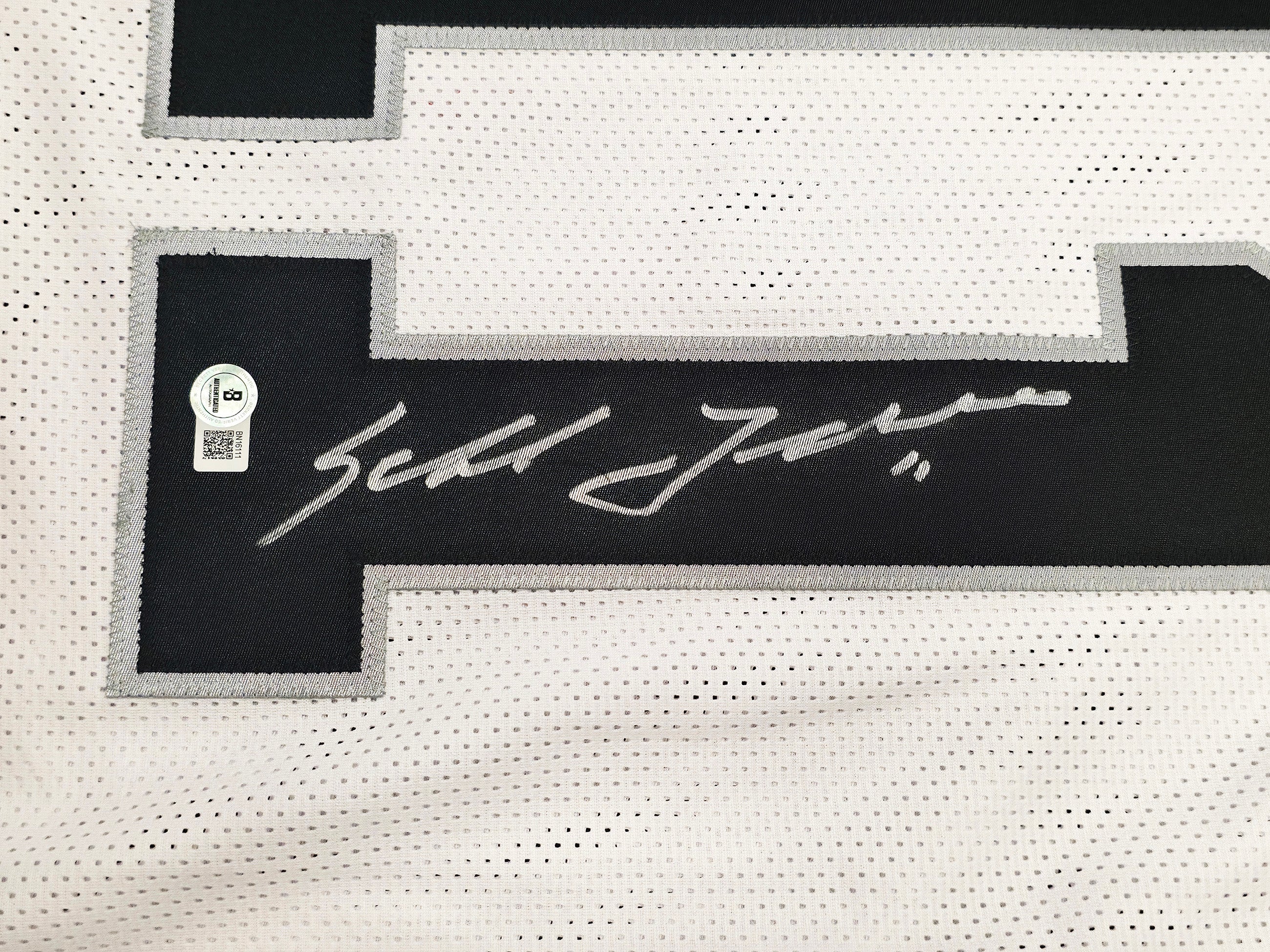 Oakland Raiders Sebastian Janikowski Autographed White Jersey Beckett BAS QR Stock #253390 - Image 3