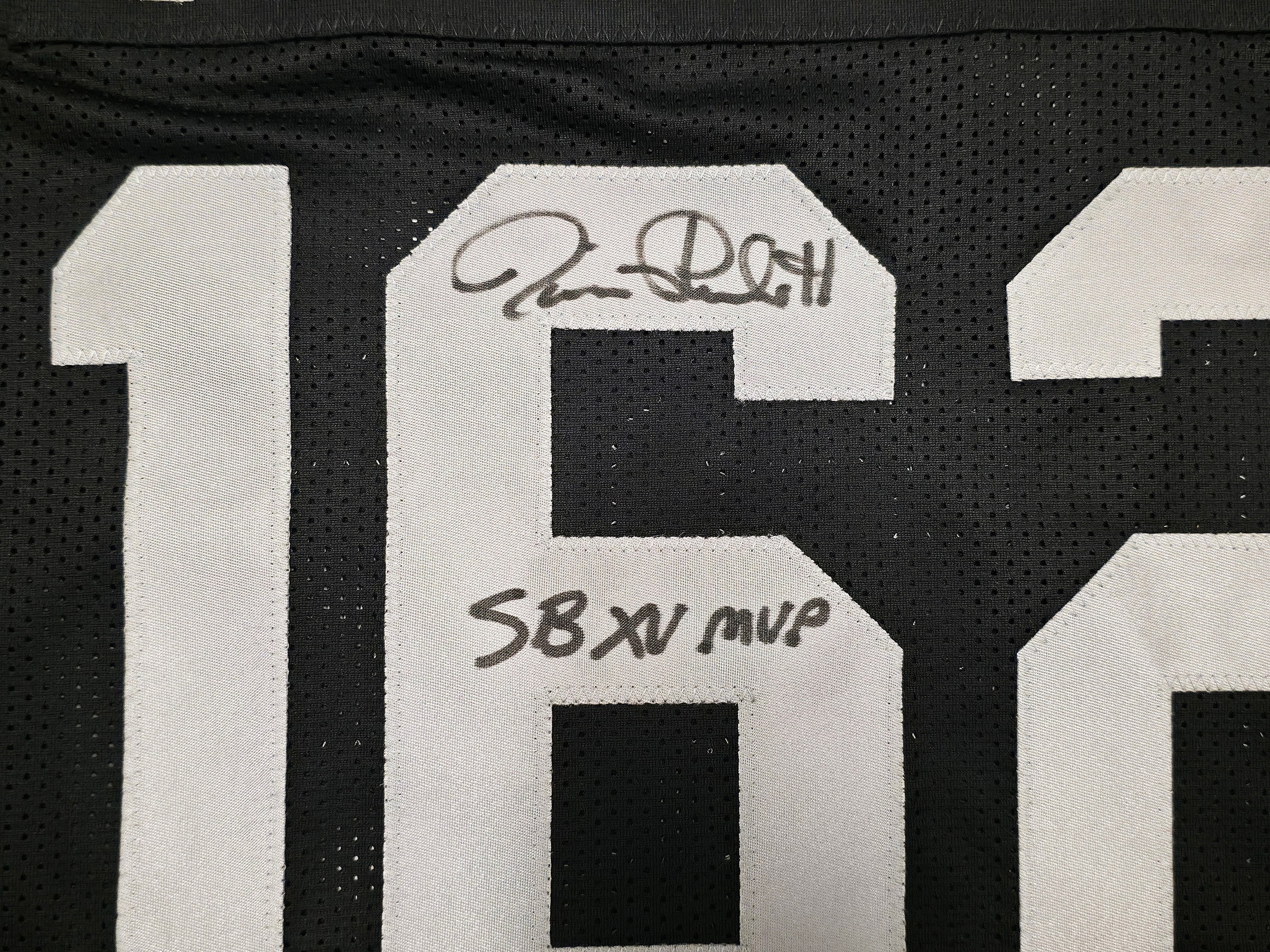 Oakland Raiders Super Bowl MVP's Fred Biletnikoff, Jim Plunkett and Marcus Allen Autographed Black Jersey Beckett BAS Stock #249489 - Image 4