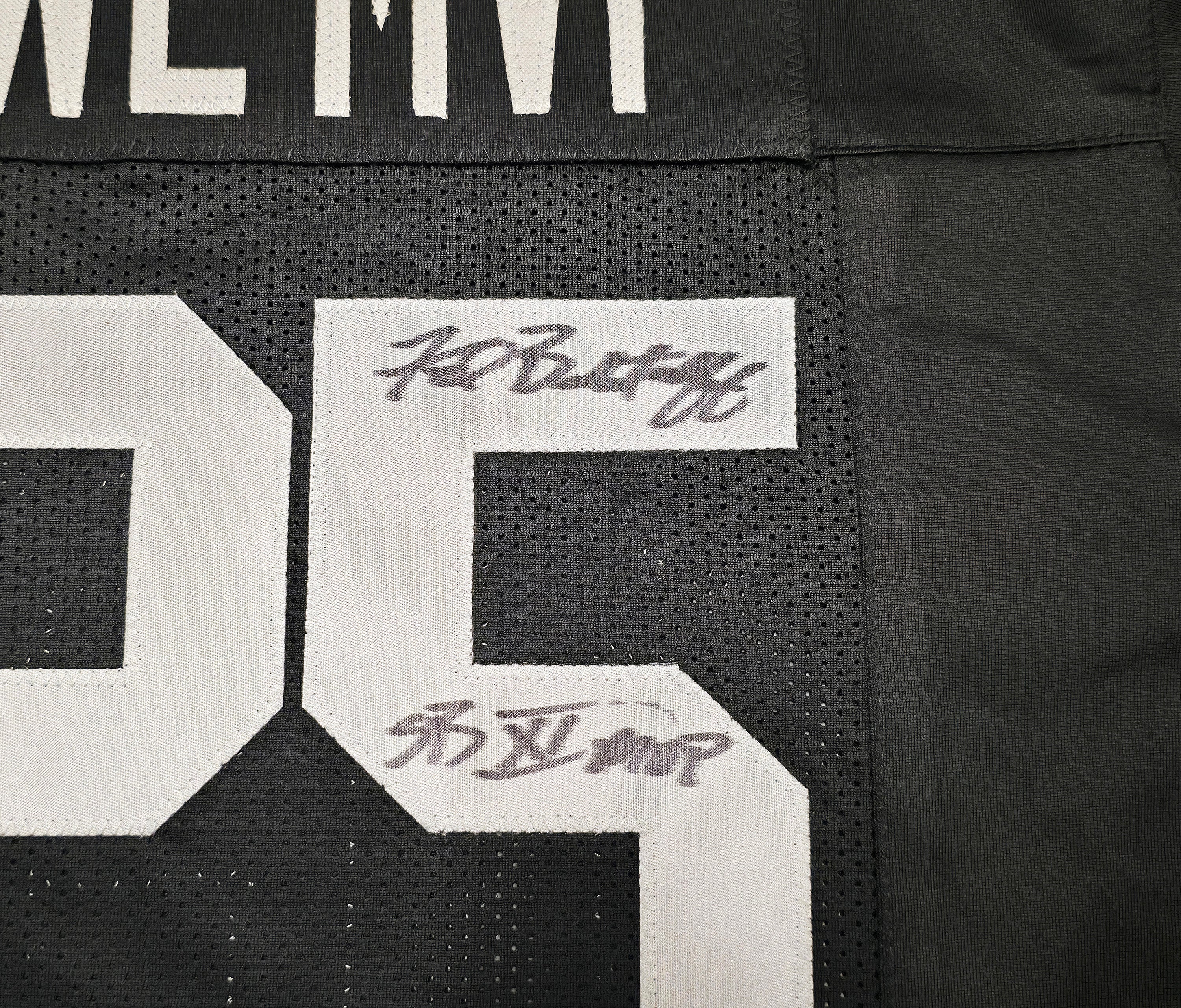 Oakland Raiders Super Bowl MVP's Fred Biletnikoff, Jim Plunkett and Marcus Allen Autographed Black Jersey Beckett BAS Stock #249489 - Image 5
