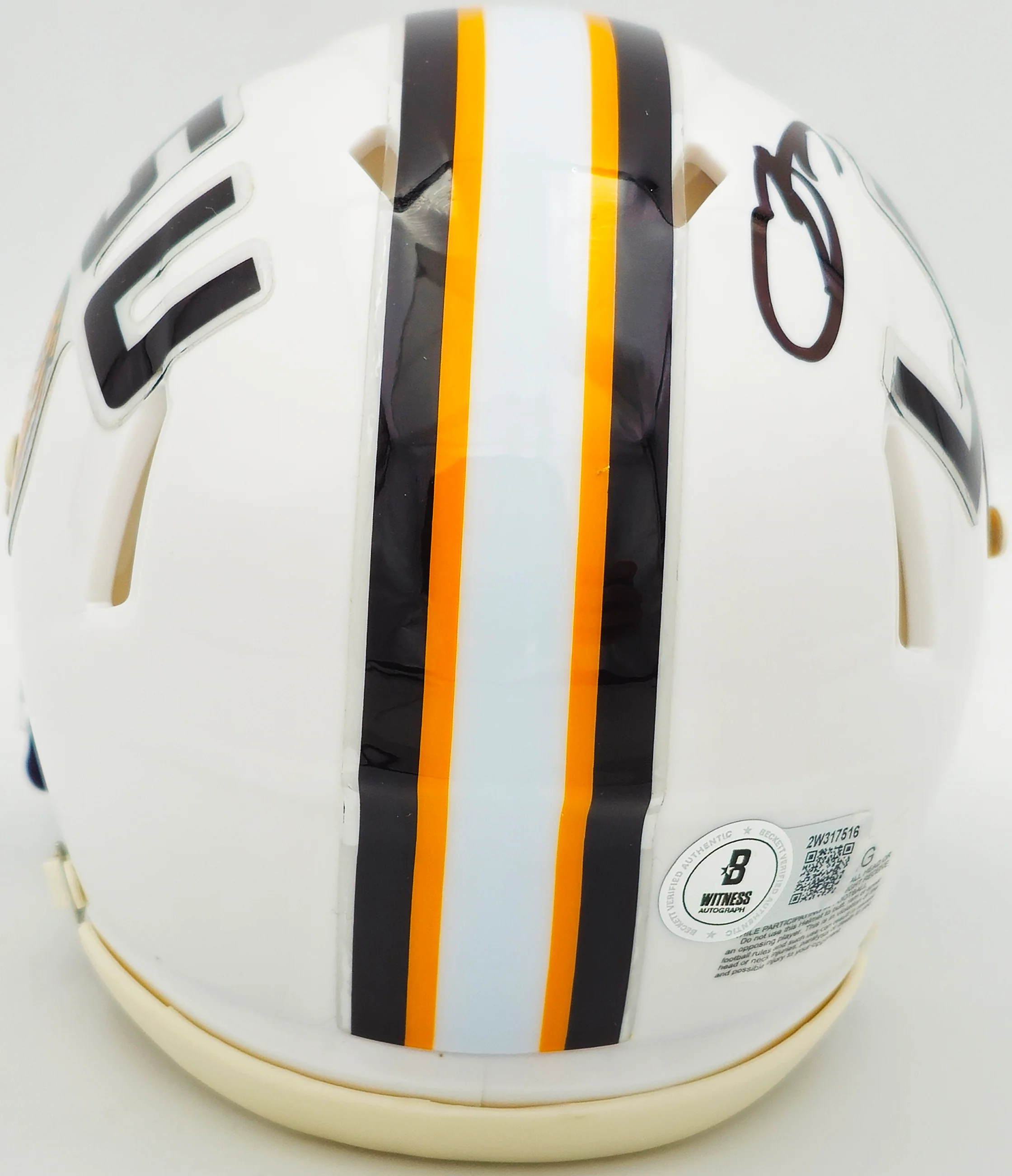 Odell Beckham Jr. Autographed LSU Tigers White Speed Mini Helmet Beckett BAS Witness Stock #235089 - Image 4