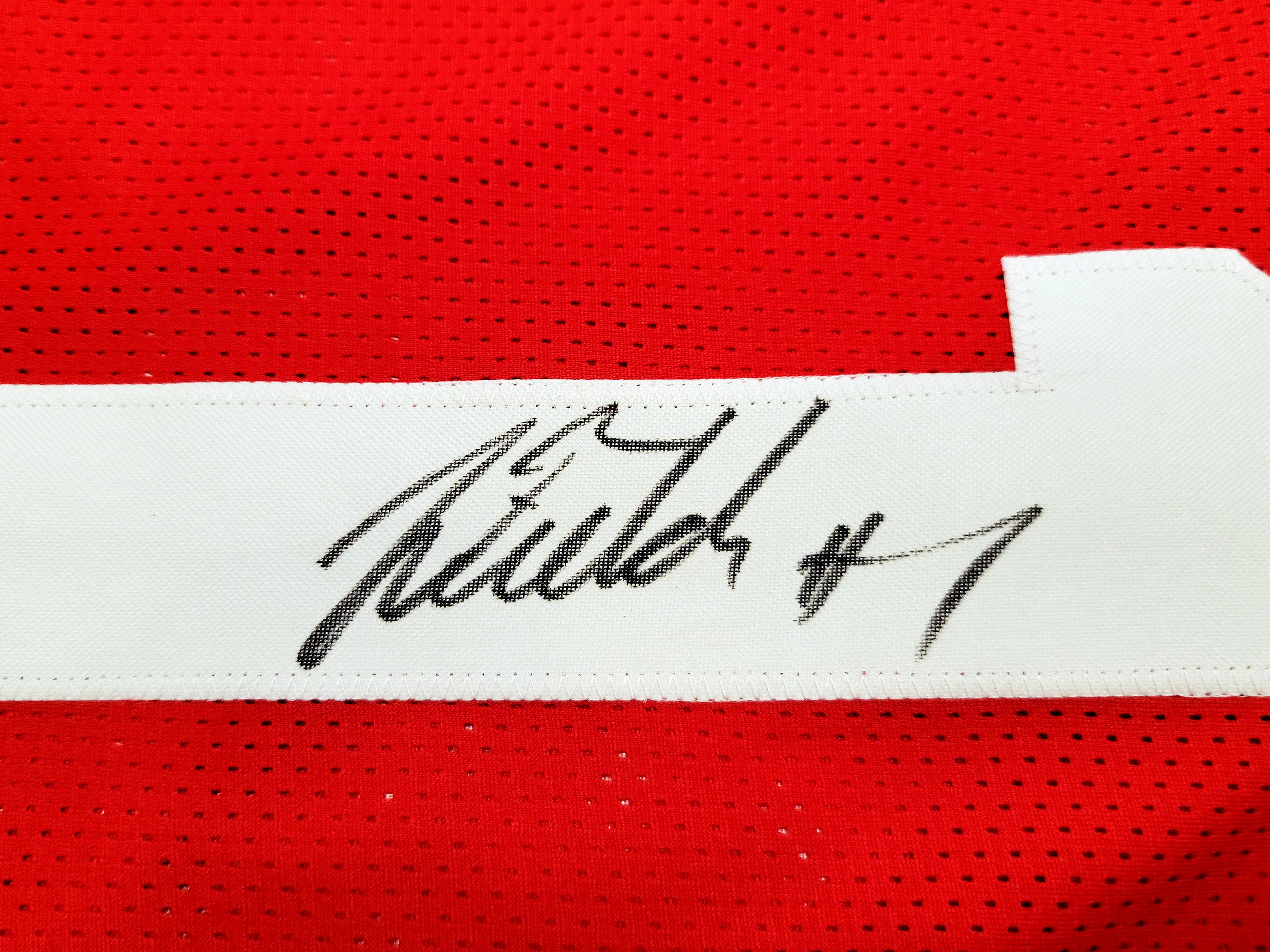 Ohio State Buckeyes Justin Fields Autographed Red Jersey Beckett BAS QR Stock #203904 - Image 4