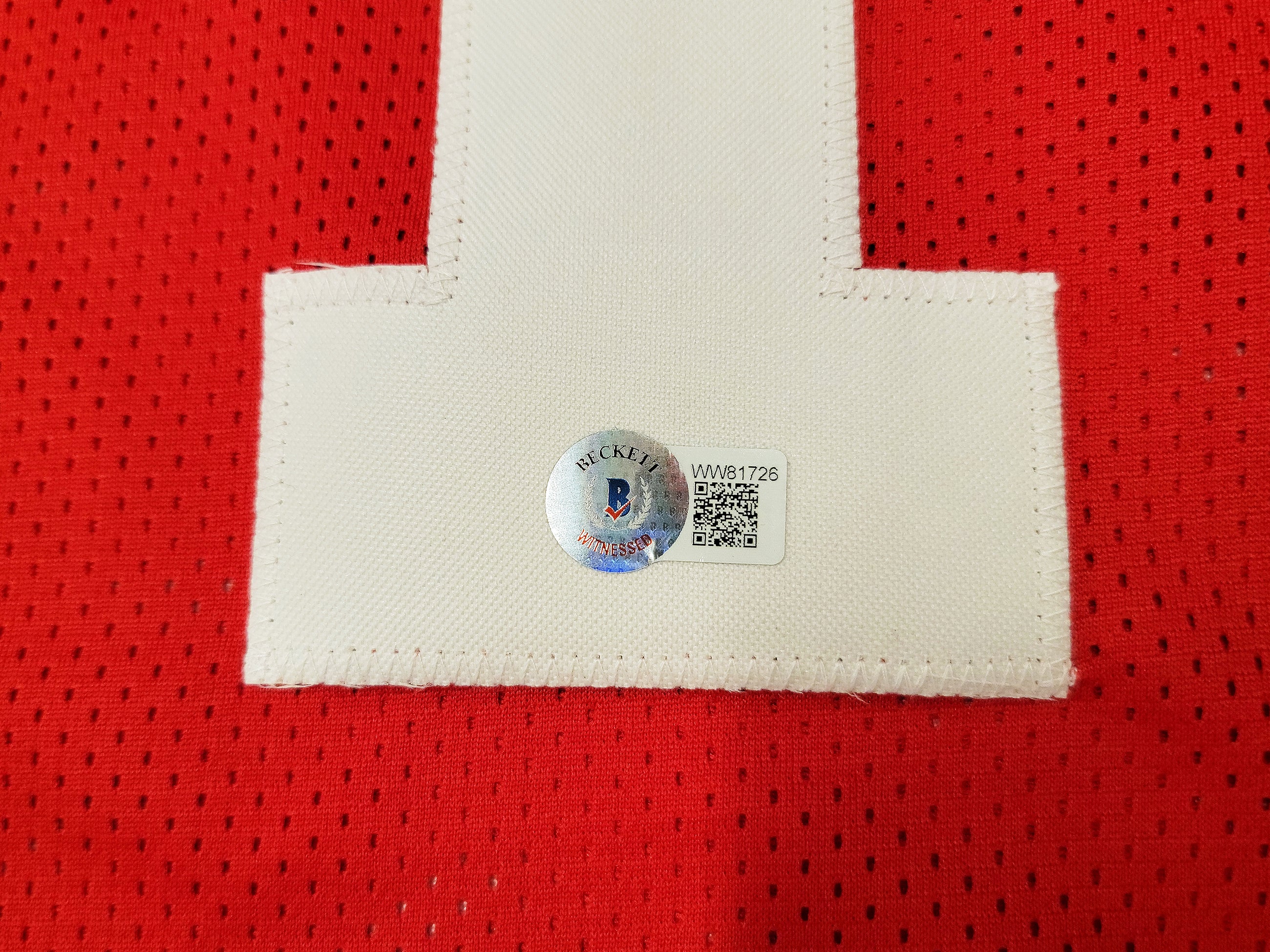 Ohio State Buckeyes Justin Fields Autographed Red Jersey Beckett BAS QR Stock #203904 - Image 5