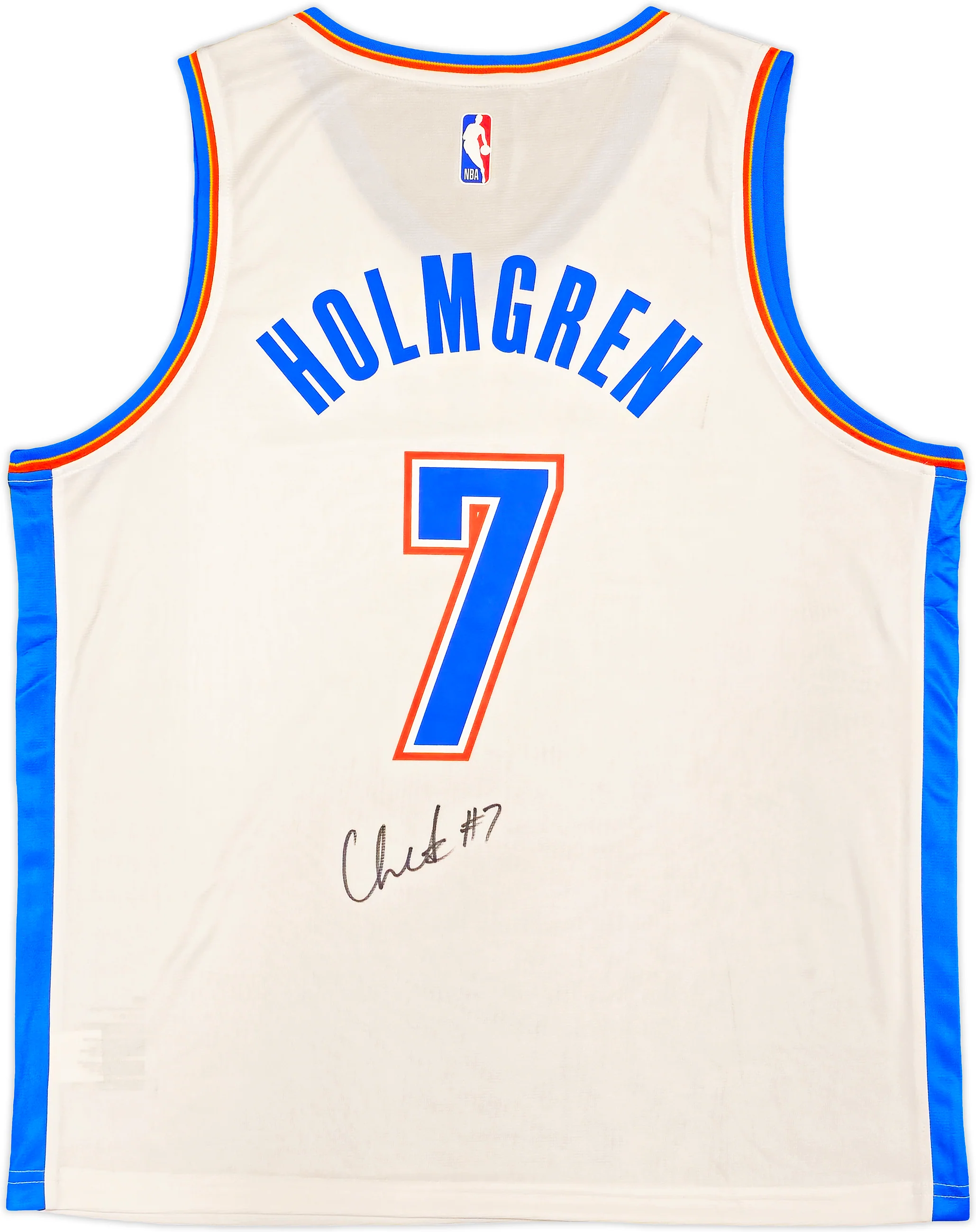 Oklahoma City Thunder Chet Holmgren Autographed White Fanatics Jersey Size L Beckett BAS Witness Stock #234061 - Image 2