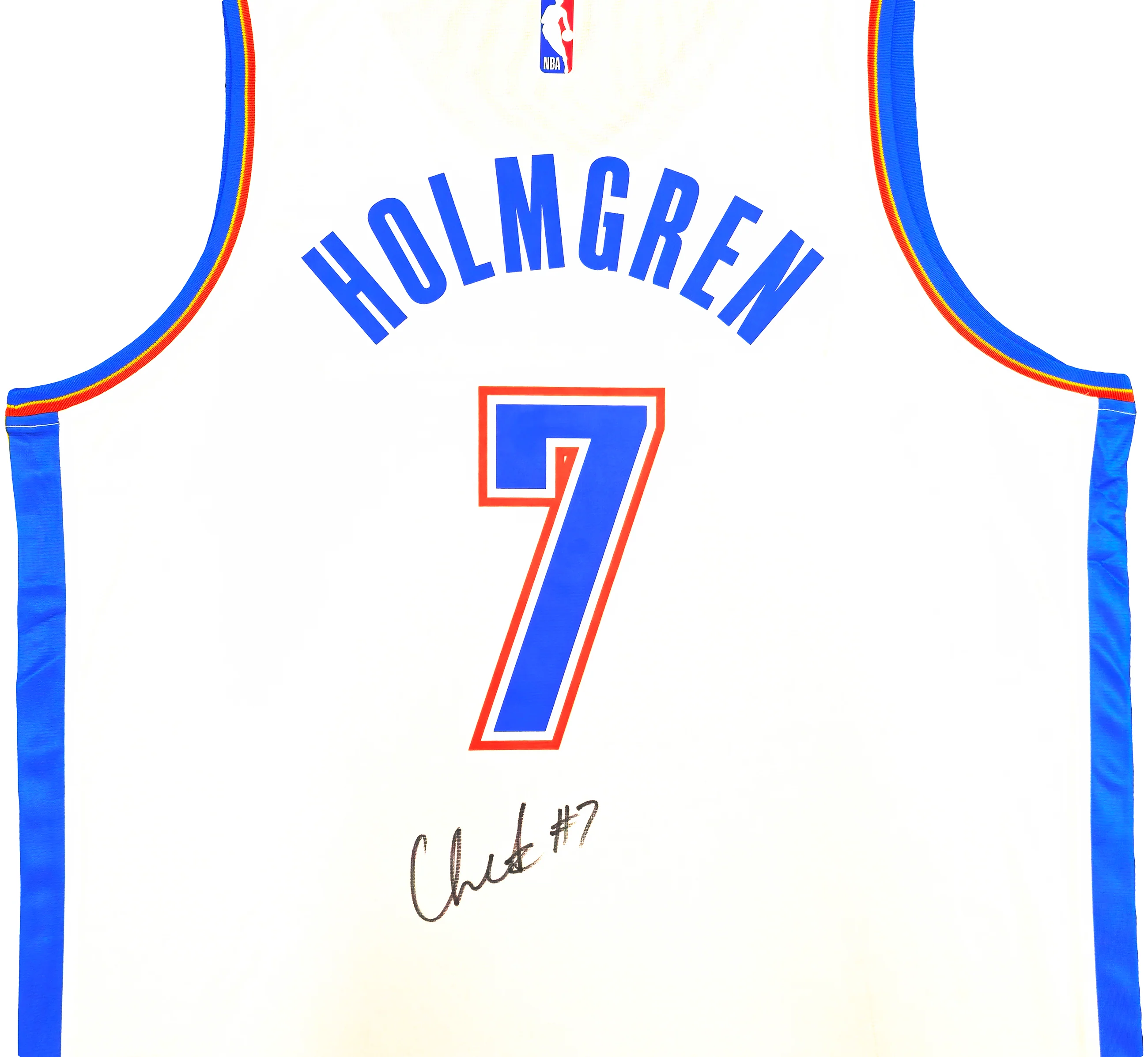 Oklahoma City Thunder Chet Holmgren Autographed White Fanatics Jersey Size L Beckett BAS Witness Stock #234061 - Image 3