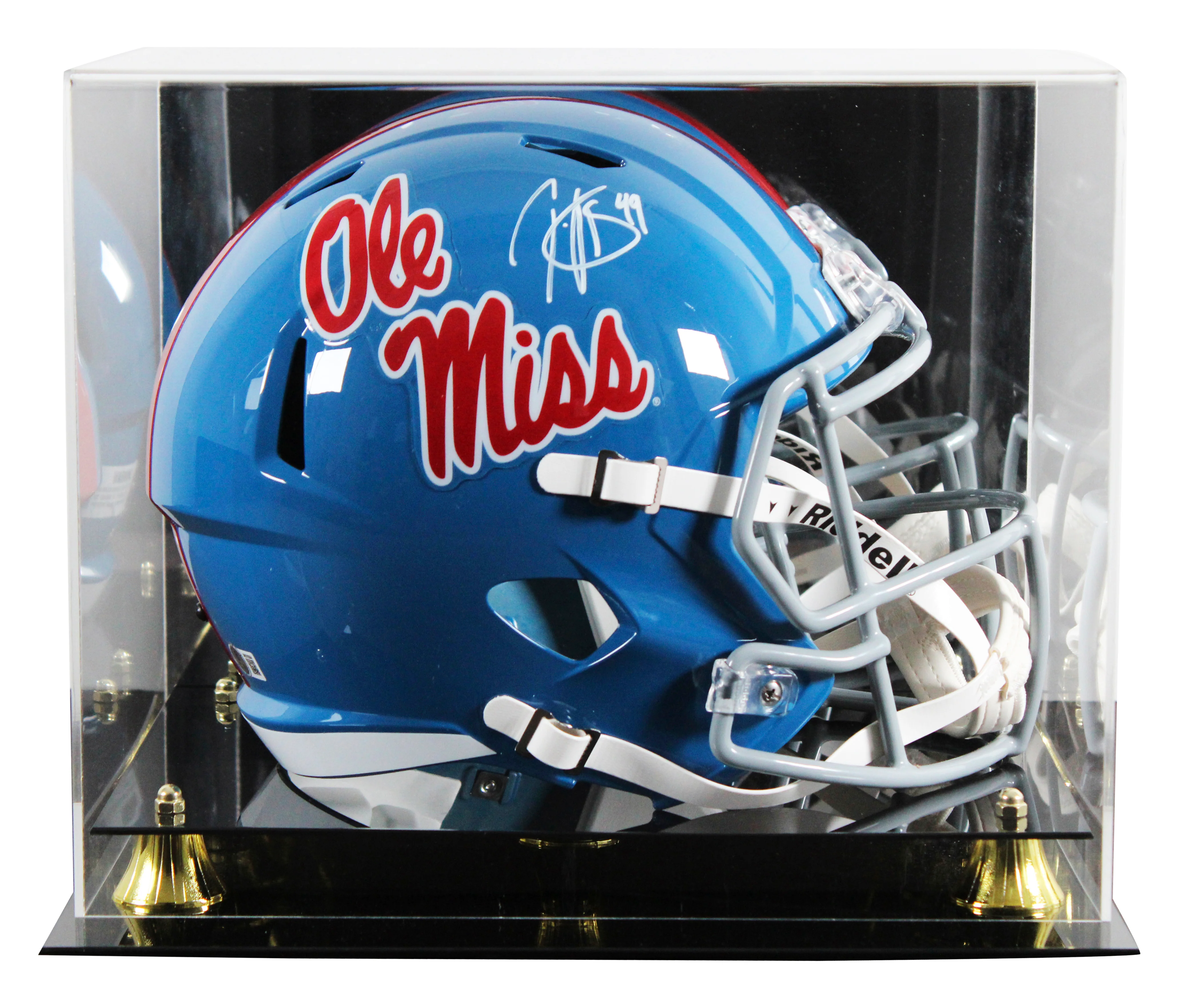 Ole Miss Patrick Willis Signed Powder Blue F/S Speed Rep Helmet W/ Case BAS Wit - Image 2