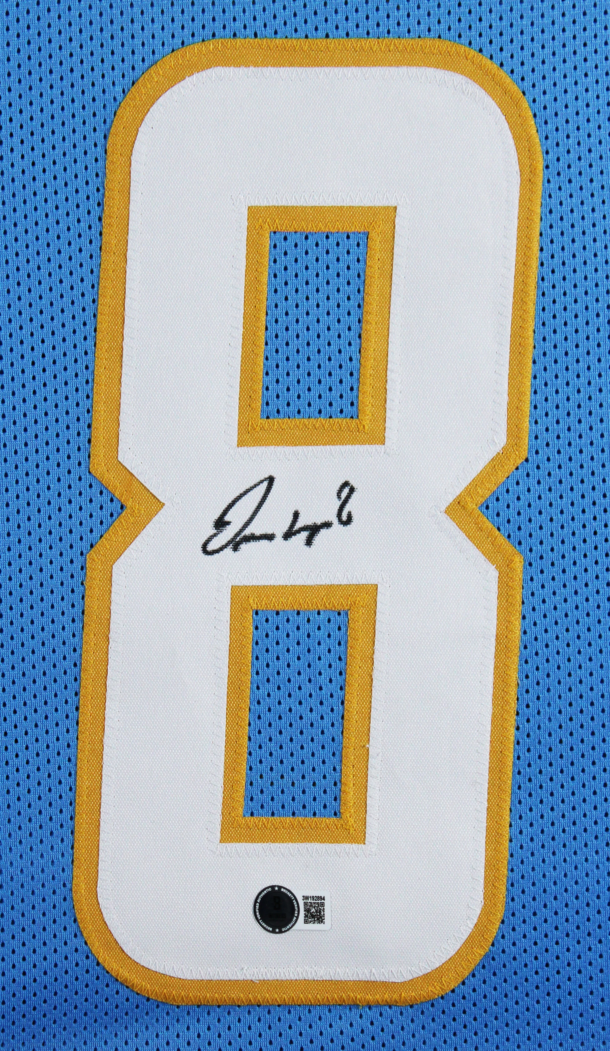 Omarion Hampton Authentic Signed Powder Blue Pro Style Framed Jersey BAS Witness - Image 3