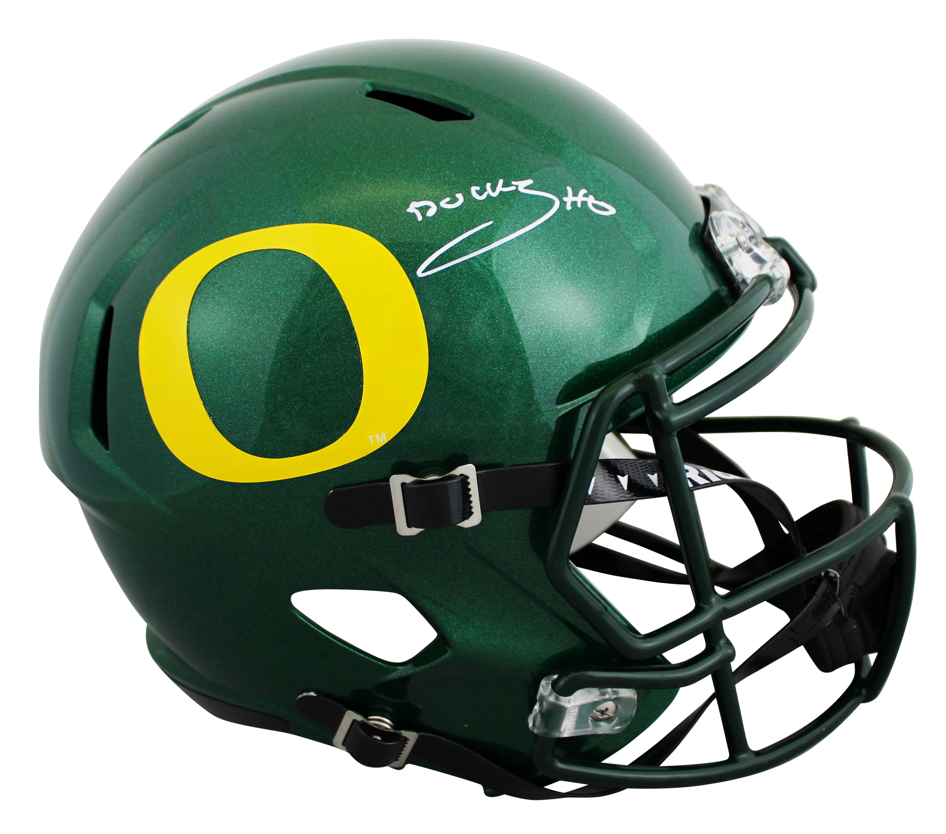 Oregon Bucky Irving Signed Full Size Speed Rep Helmet W/ Case BAS Witnessed - Image 3