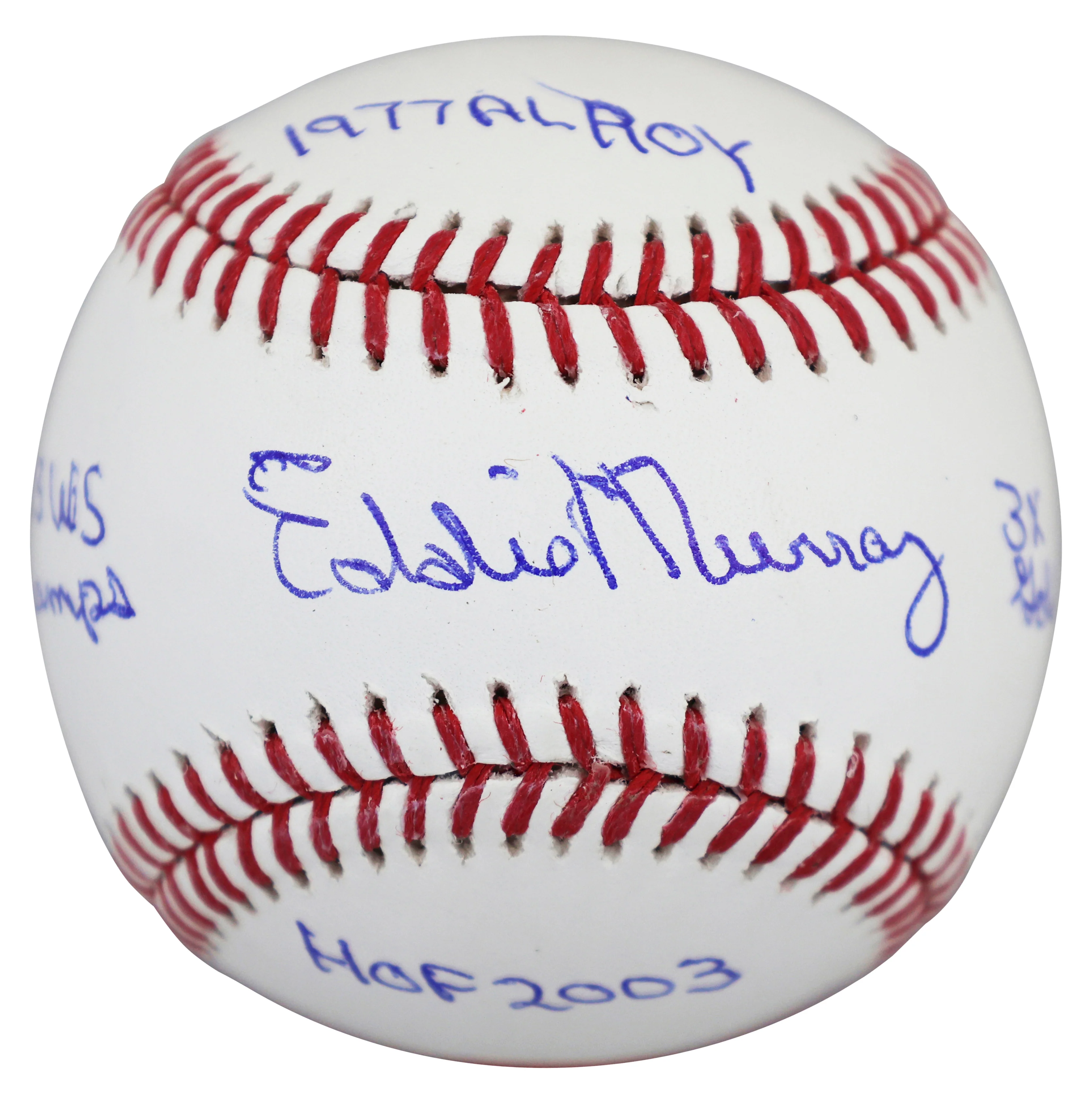 Orioles Eddie Murray "Career Stat" Signed Manfred Oml Baseball W/ Case BAS Wit - Image 4