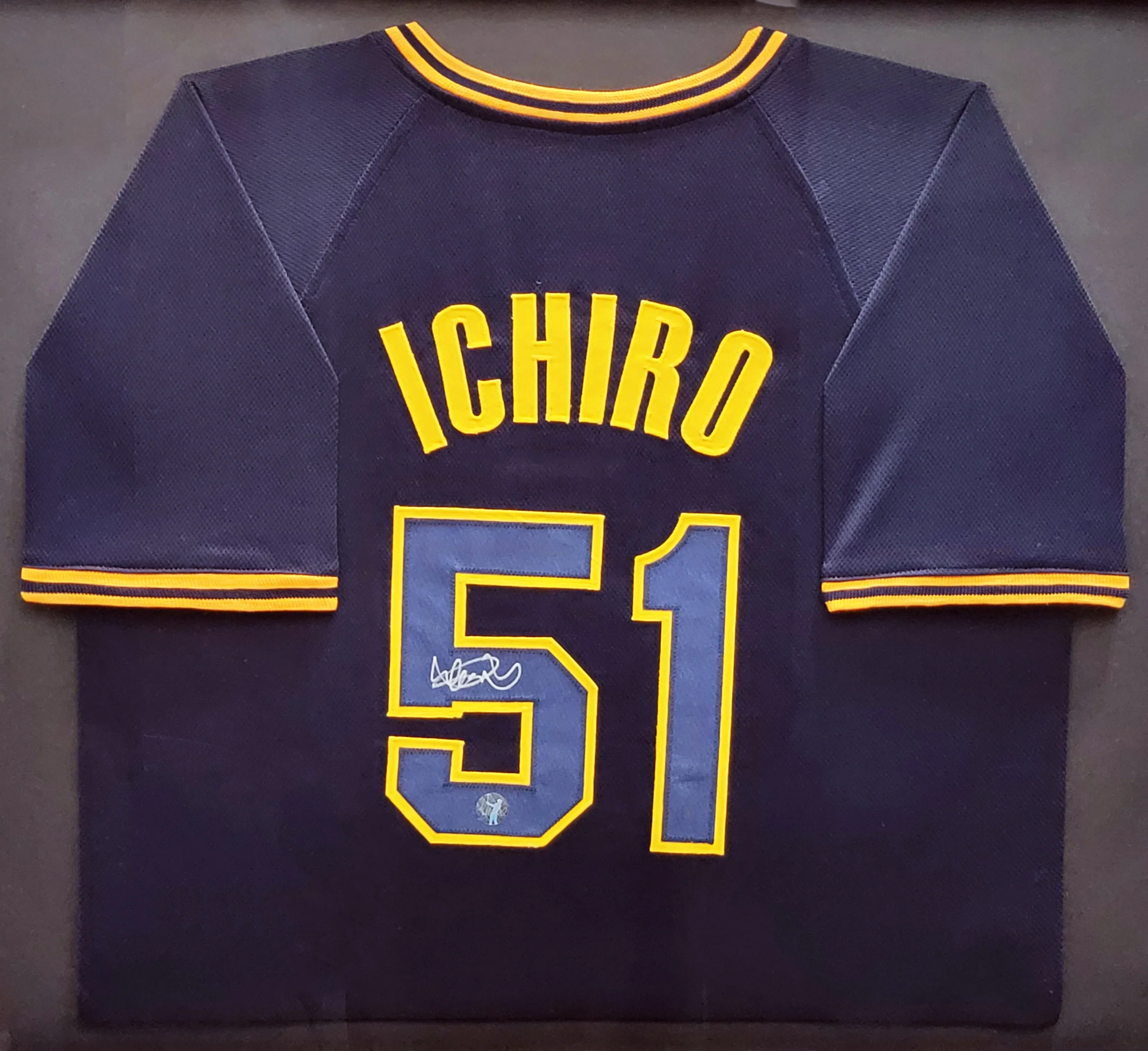 Orix Blue Wave Ichiro Suzuki Autographed Framed Navy Jersey IS Holo Stock #210146 - Image 2