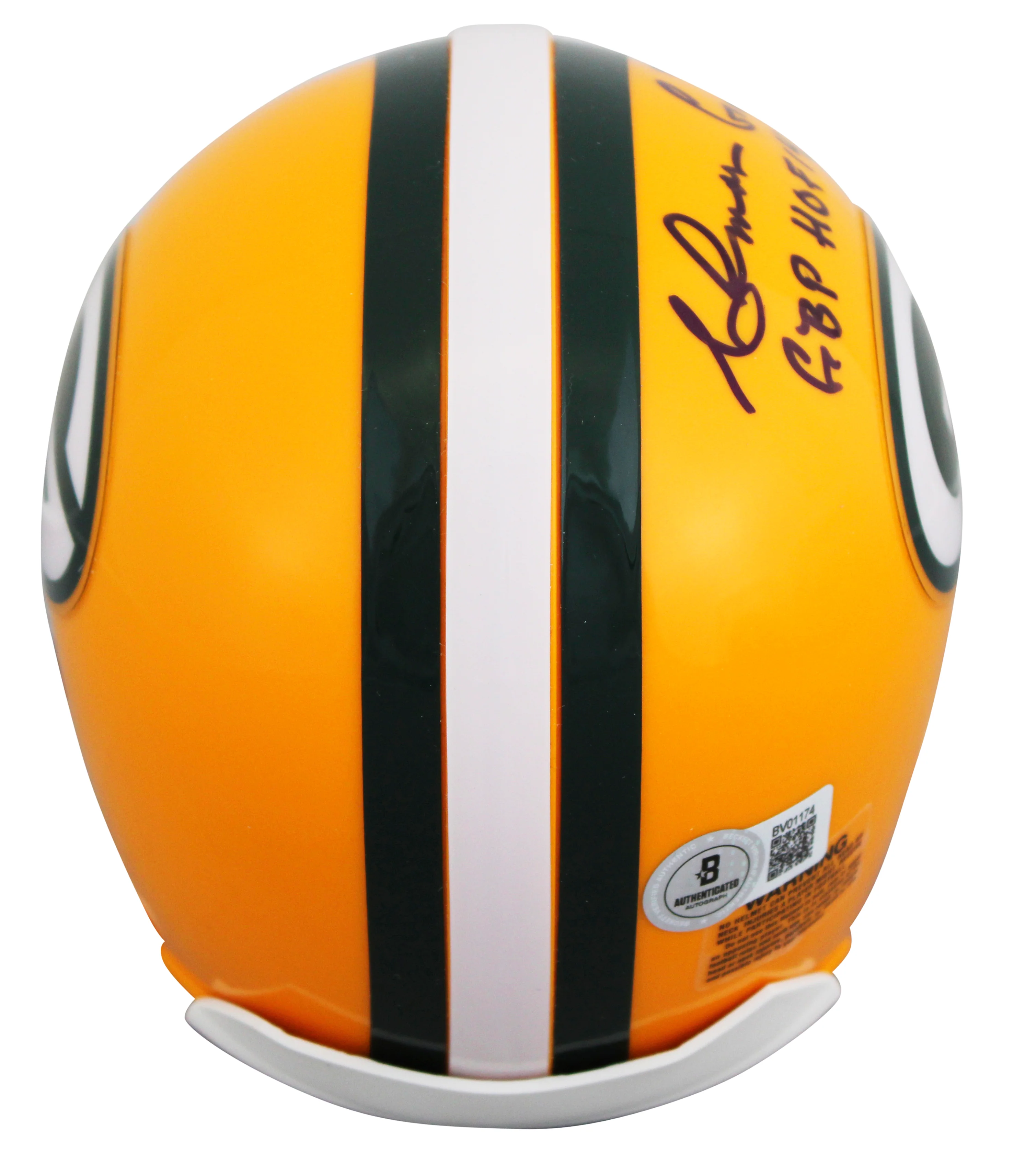 Packers Ahman Green "GBP HOF 14" Authentic Signed VSR4 Rep Mini Helmet BAS 1 - Image 3