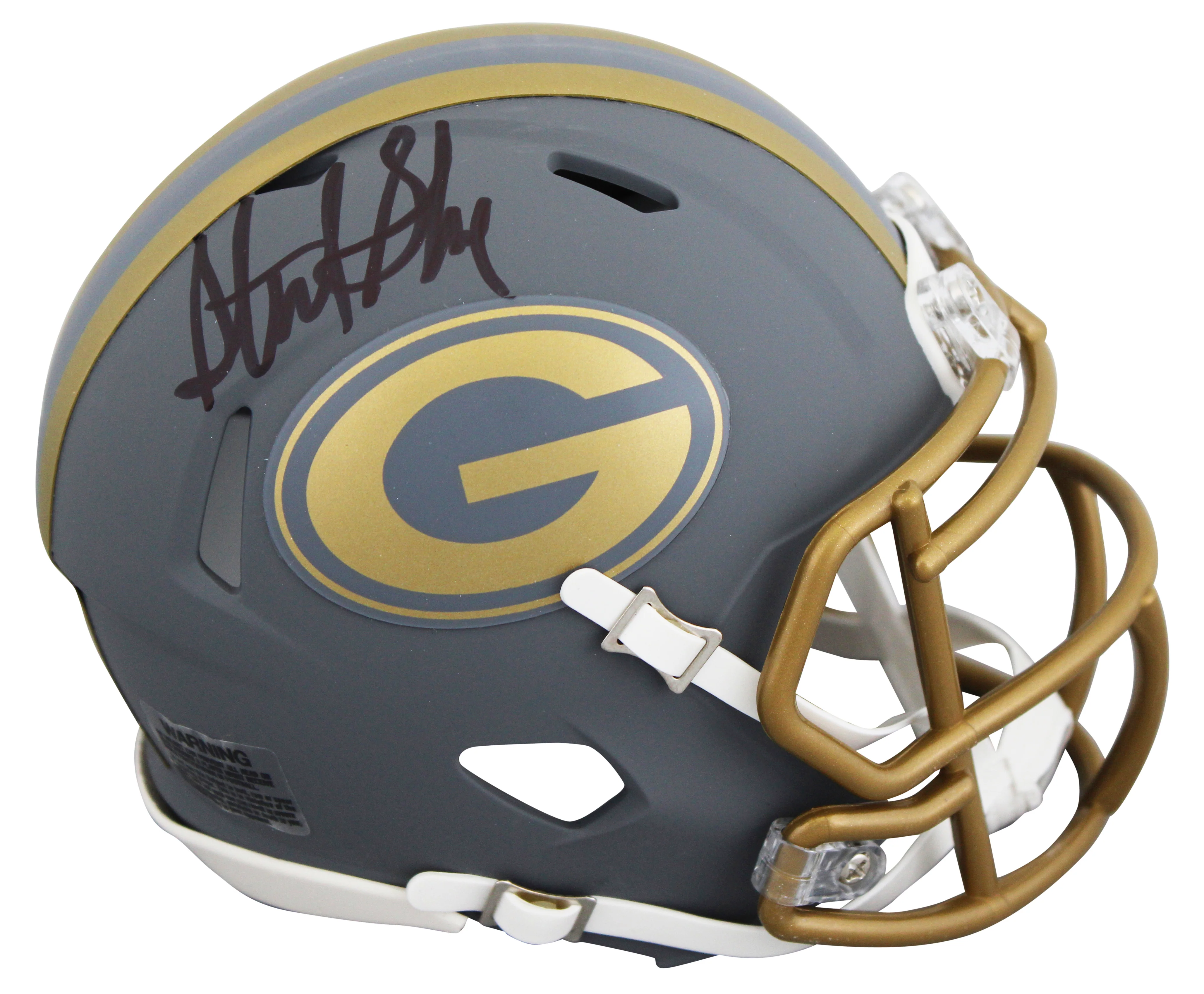 Packers Sterling Sharpe Authentic Signed Slate Speed Mini Helmet w/ Case BAS Wit - Image 3