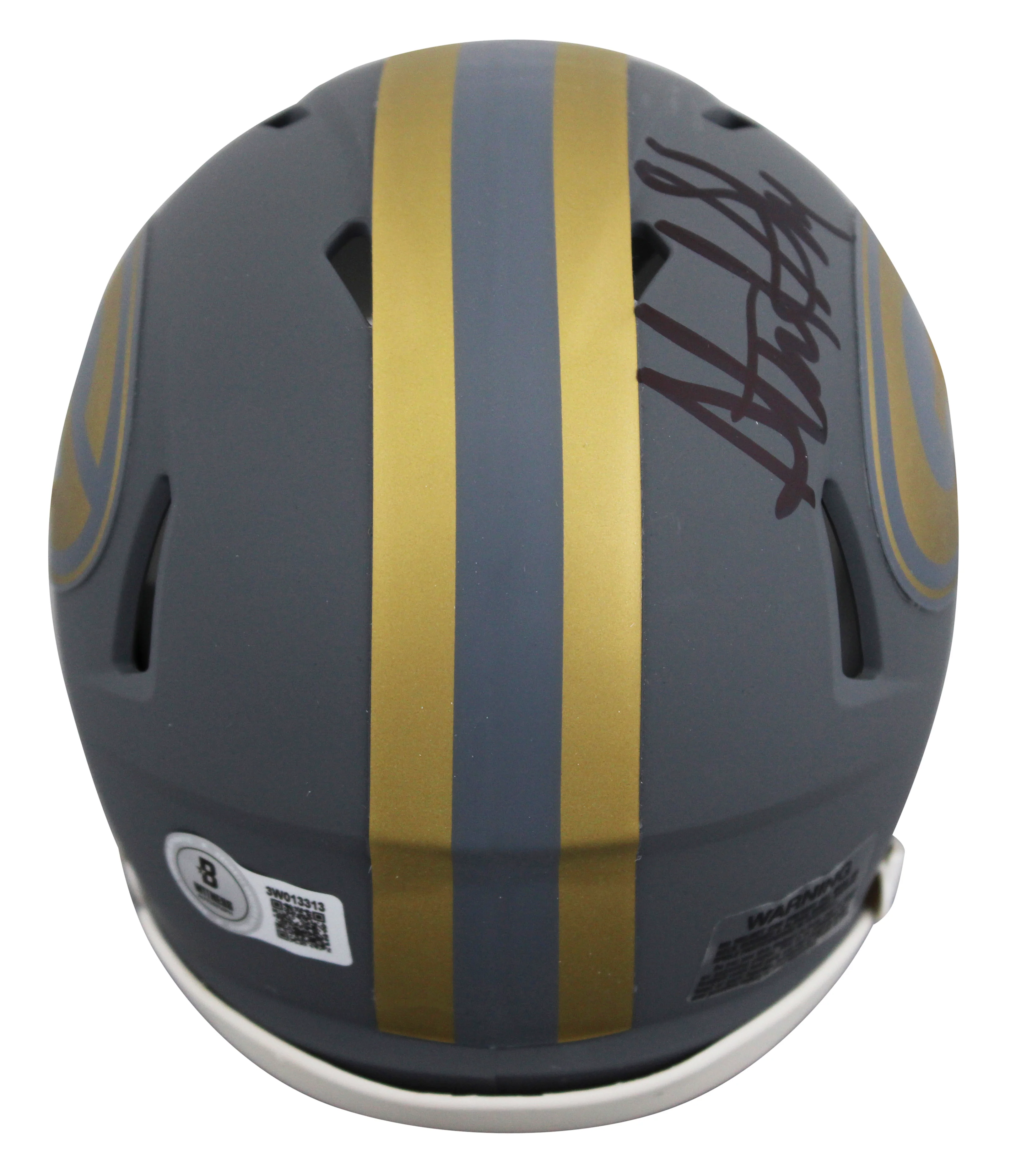 Packers Sterling Sharpe Authentic Signed Slate Speed Mini Helmet w/ Case BAS Wit - Image 4