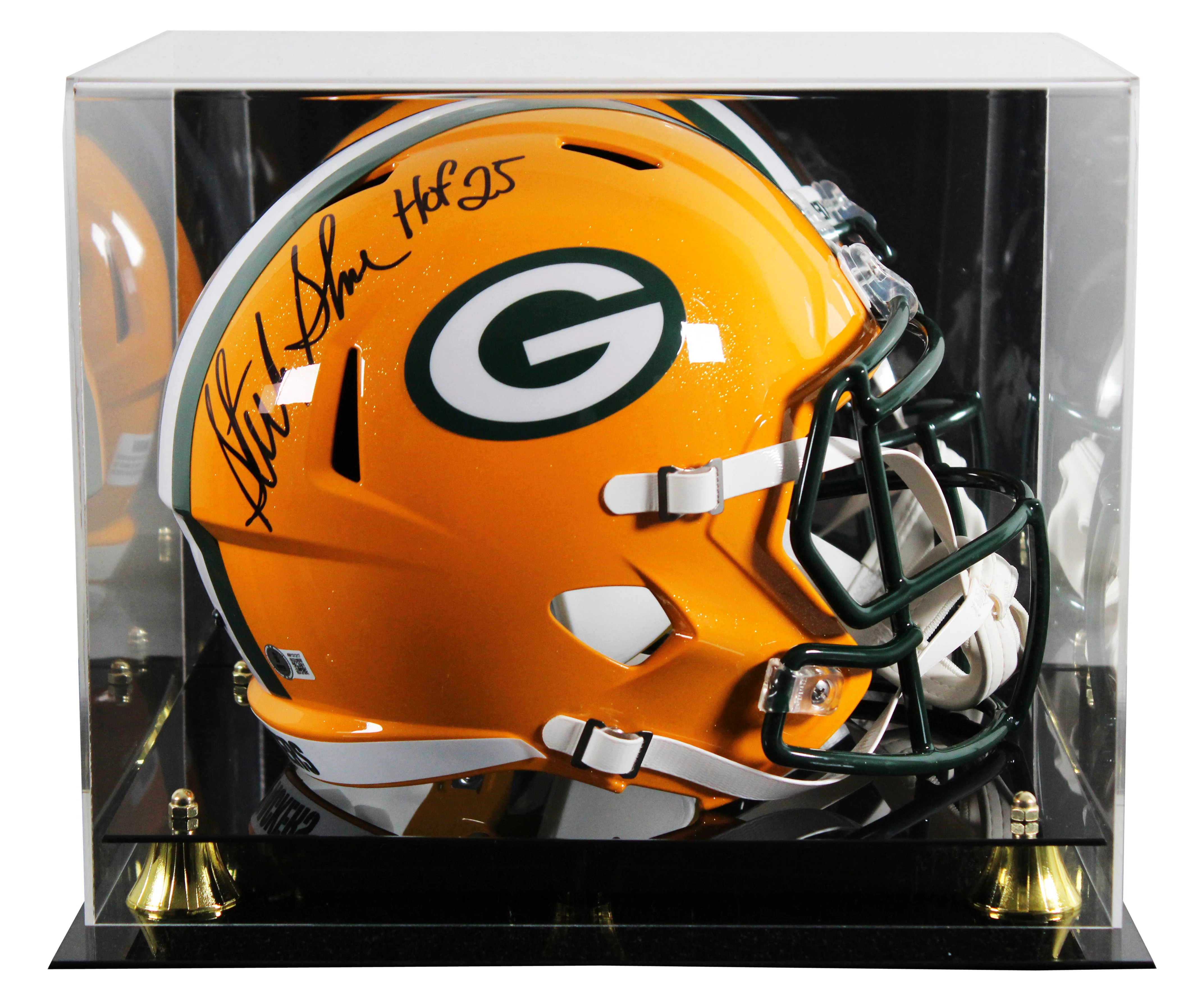 Packers Sterling Sharpe "HOF 25" Signed F/S Speed Rep Helmet W/ Case BAS Witness - Image 2