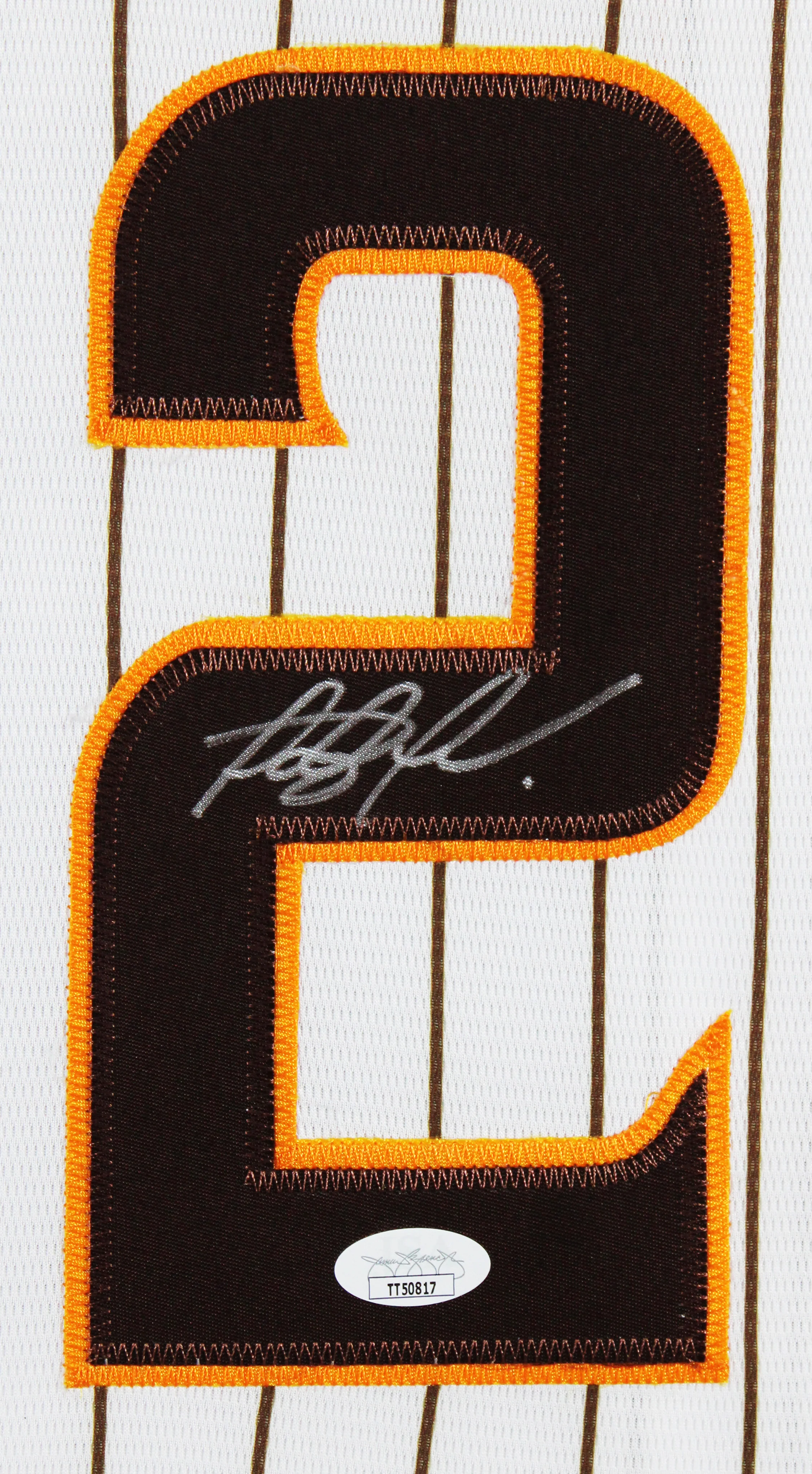 Padres Fernando Tatis Jr. Signed White Pinstriped Nike Framed Jersey JSA - Image 3