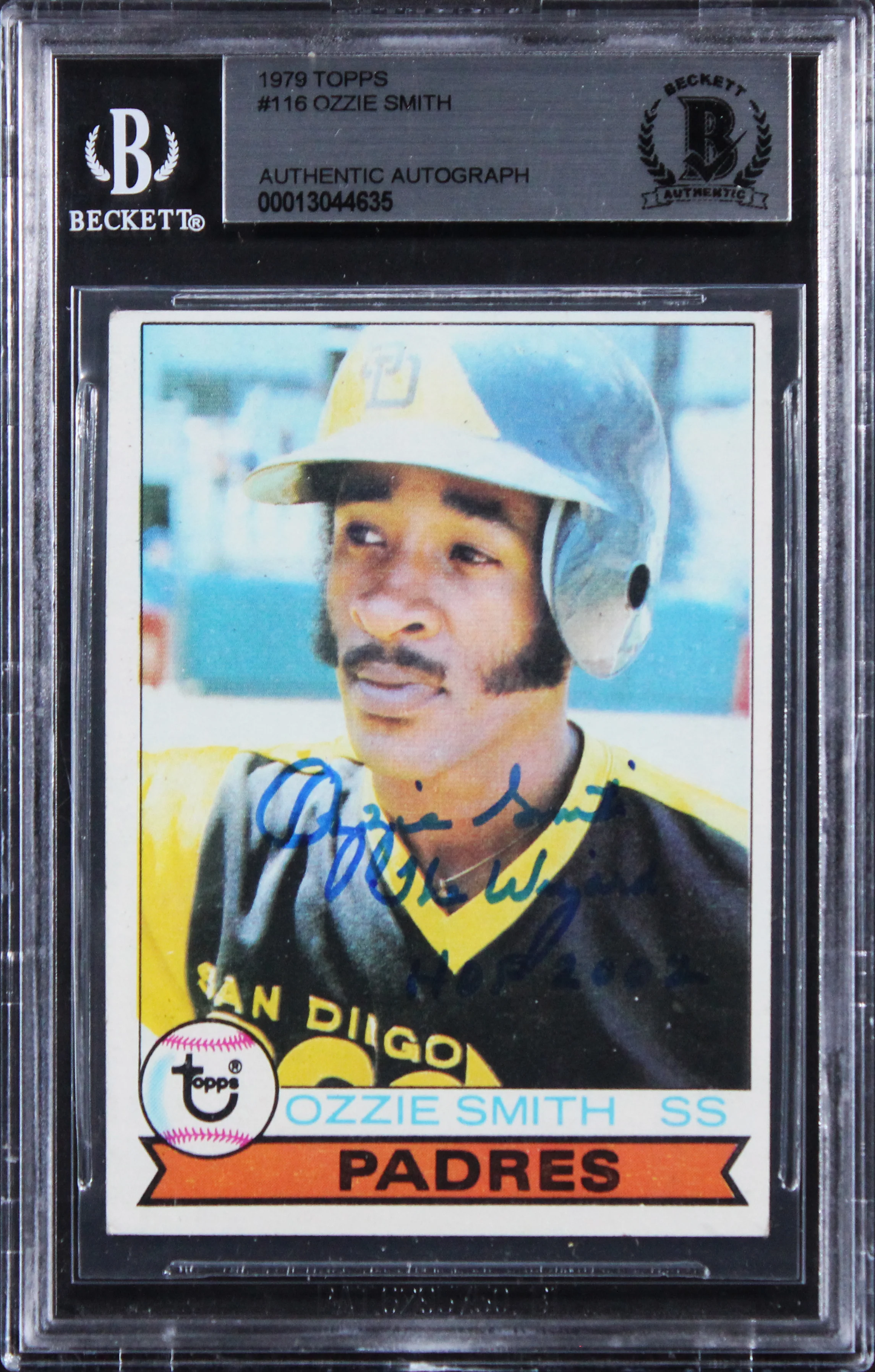 Padres Ozzie Smith 'The Wizard HOF 2002" Signed 1979 Topps #116 Card BAS Slabbed - Image 2