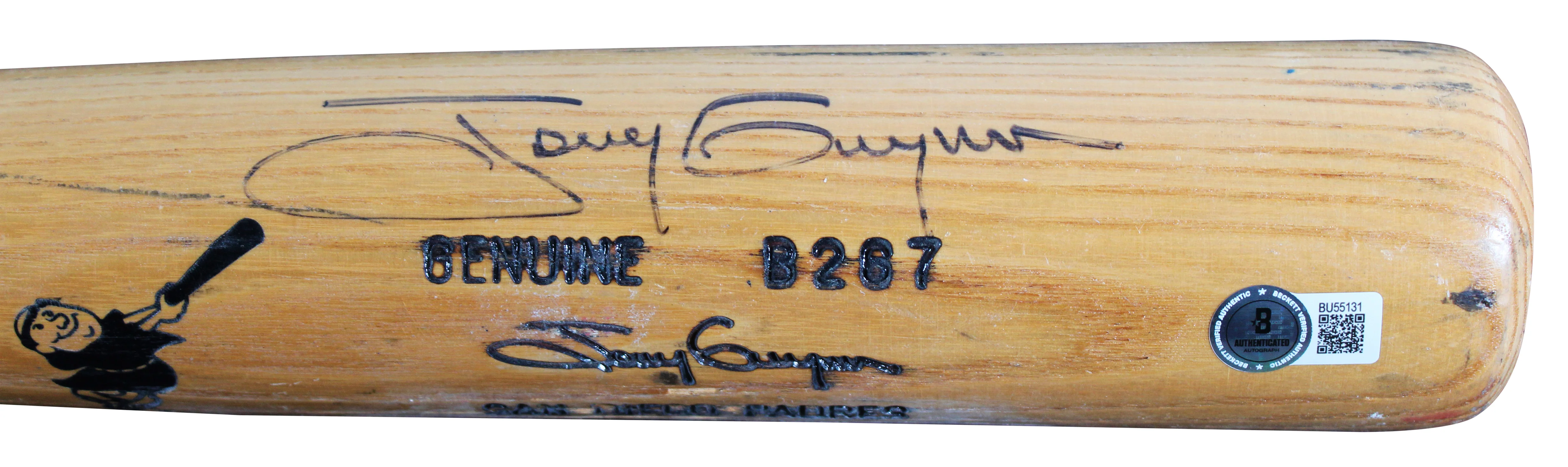 Padres Tony Gwynn Signed Game Used Louisville Slugger Player Model Bat BAS - Image 5