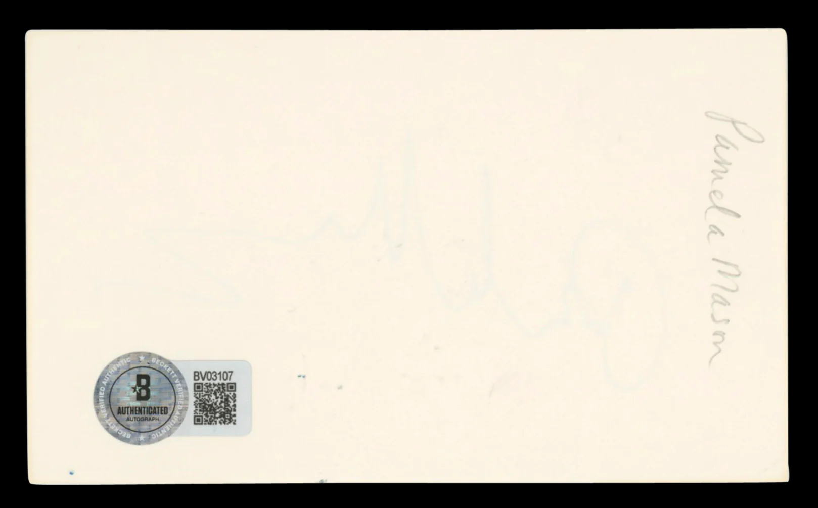 Pamela Mason Lady Possessed Authentic Signed 3x5 Index Card BAS #BV03107 - Image 3