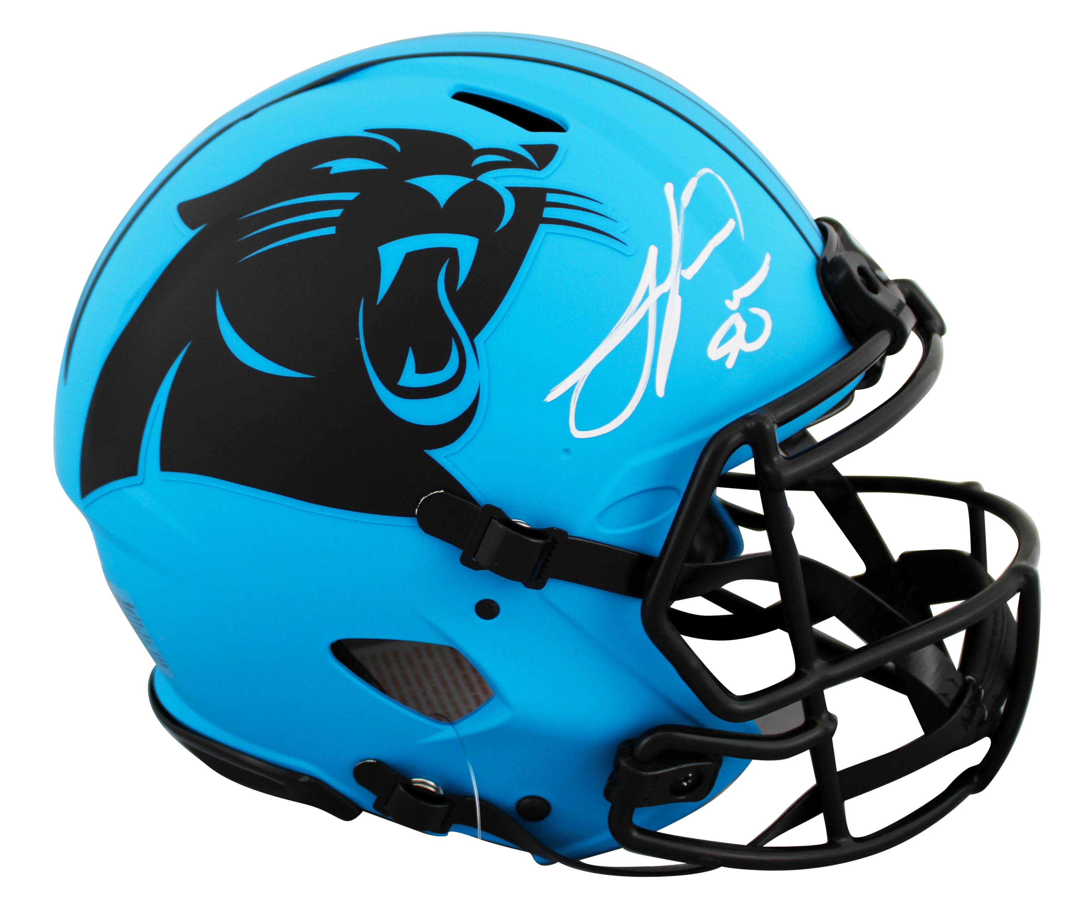 Panthers Julius Peppers Signed Rave Full Size Speed Proline Helmet BAS Witnessed - Image 2