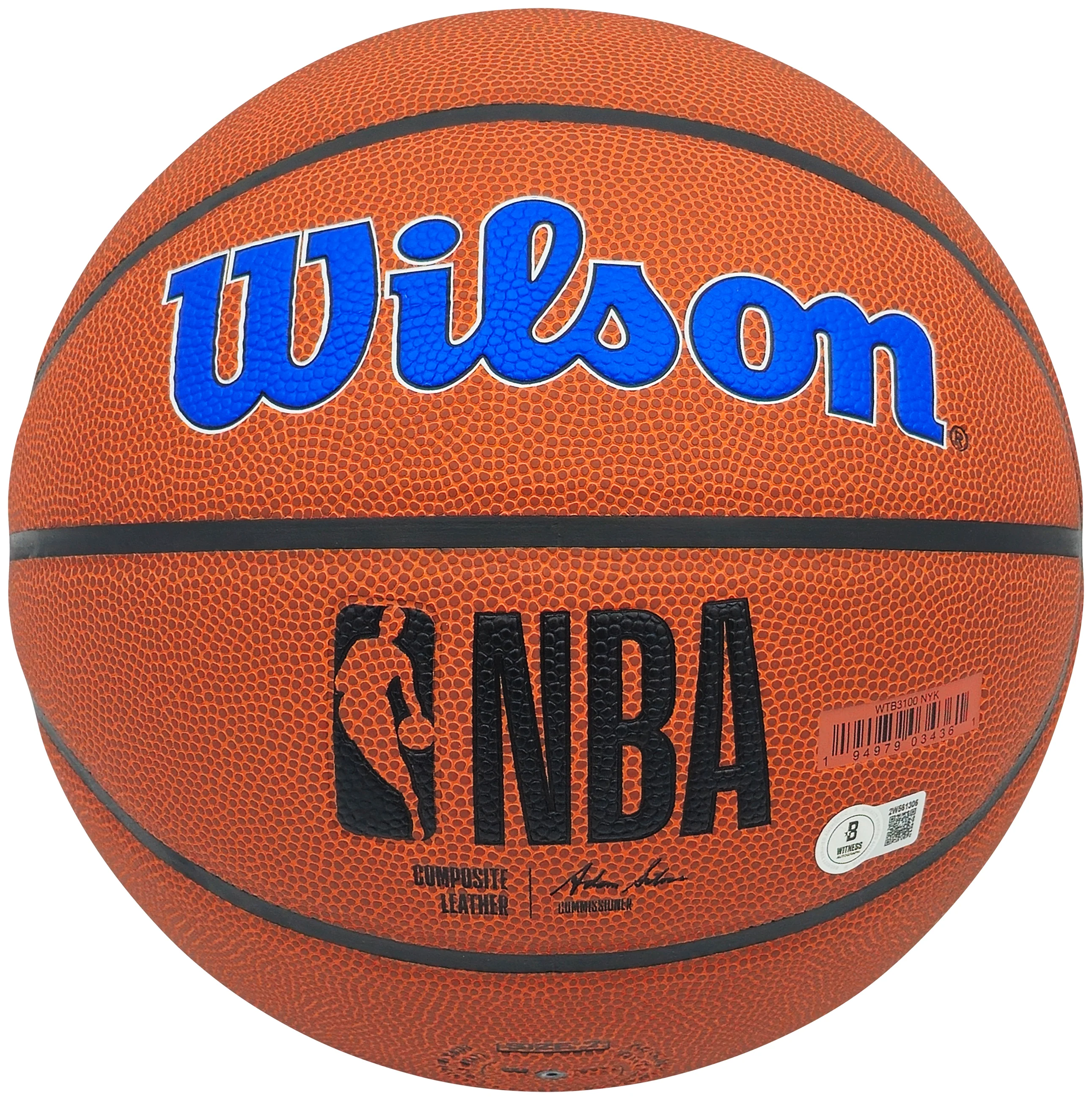 Patrick Ewing Autographed Composite Leather New York Knicks Logo Basketball Beckett BAS Witness Stock #236549 - Image 4