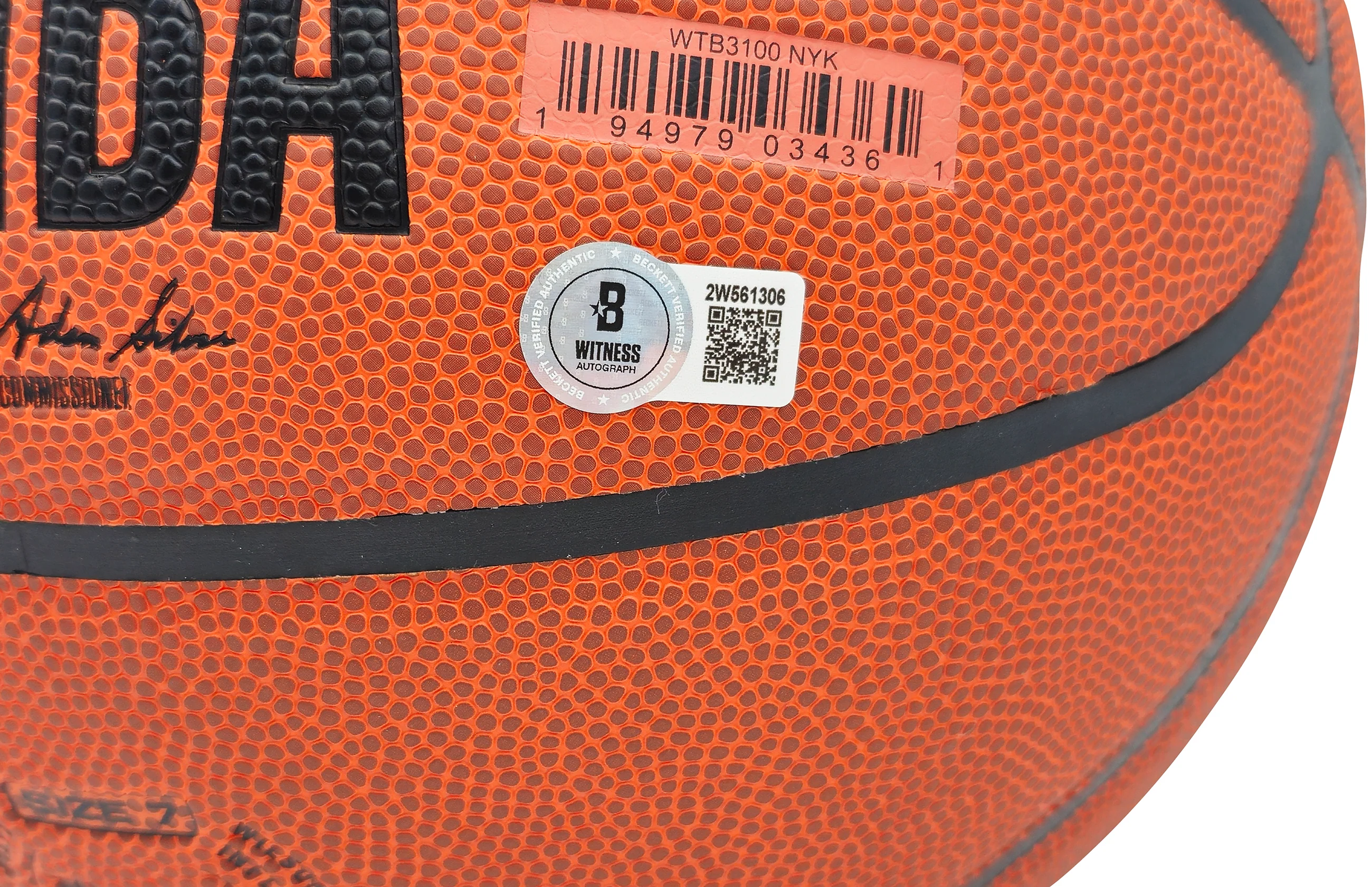 Patrick Ewing Autographed Composite Leather New York Knicks Logo Basketball Beckett BAS Witness Stock #236549 - Image 5