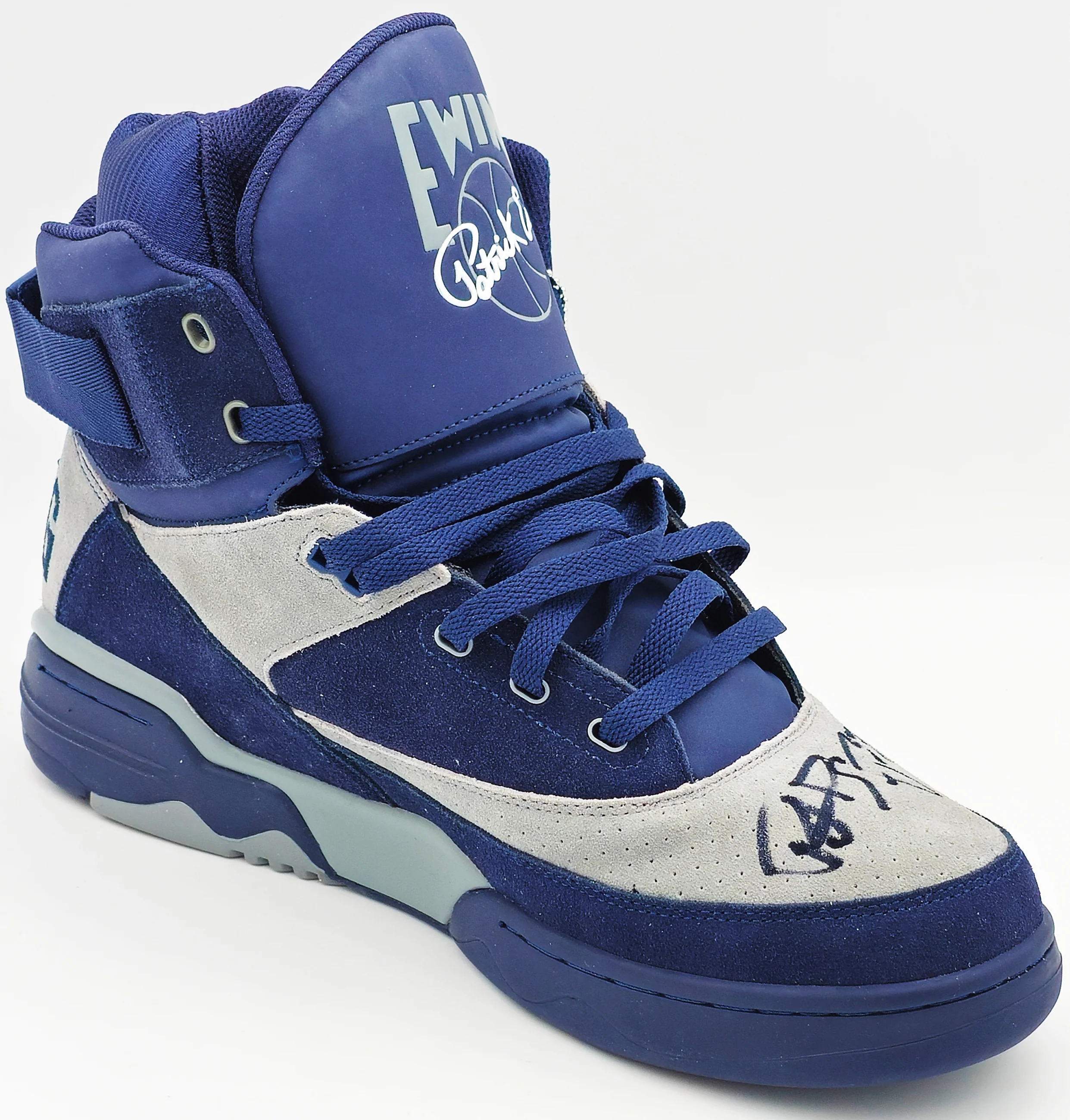 Patrick Ewing Autographed Navy & Grey Ewing Athletics 33 HI OG Left Shoe Georgetown Hoyas Size 14 W/ Box Beckett BAS Witness Stock #236557 - Image 4
