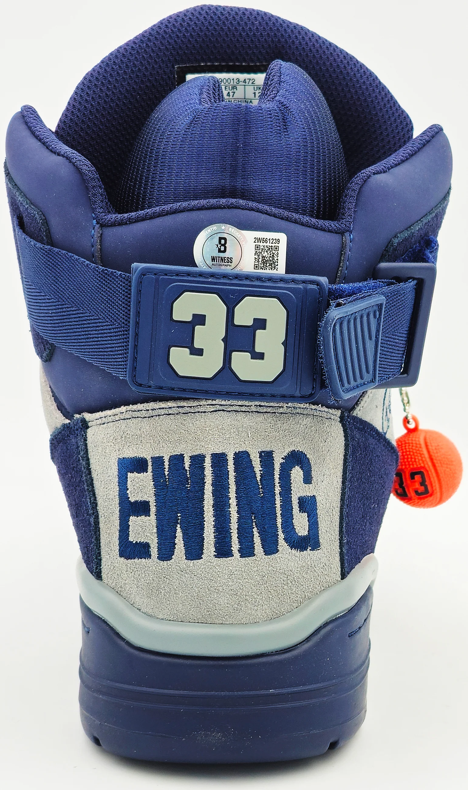 Patrick Ewing Autographed Navy & Grey Ewing Athletics 33 HI OG Right Shoe Georgetown Hoyas Size 13 Beckett BAS Witness Stock #236556 - Image 5