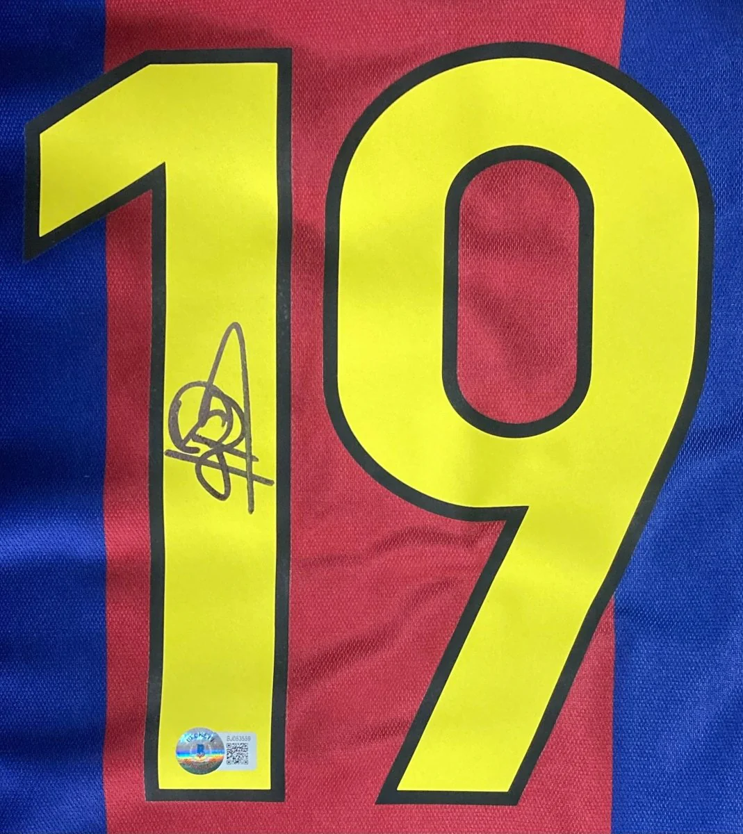 Patrick Kluivert Signed Barcelona FC Nike Soccer LG Jersey BAS - Image 2